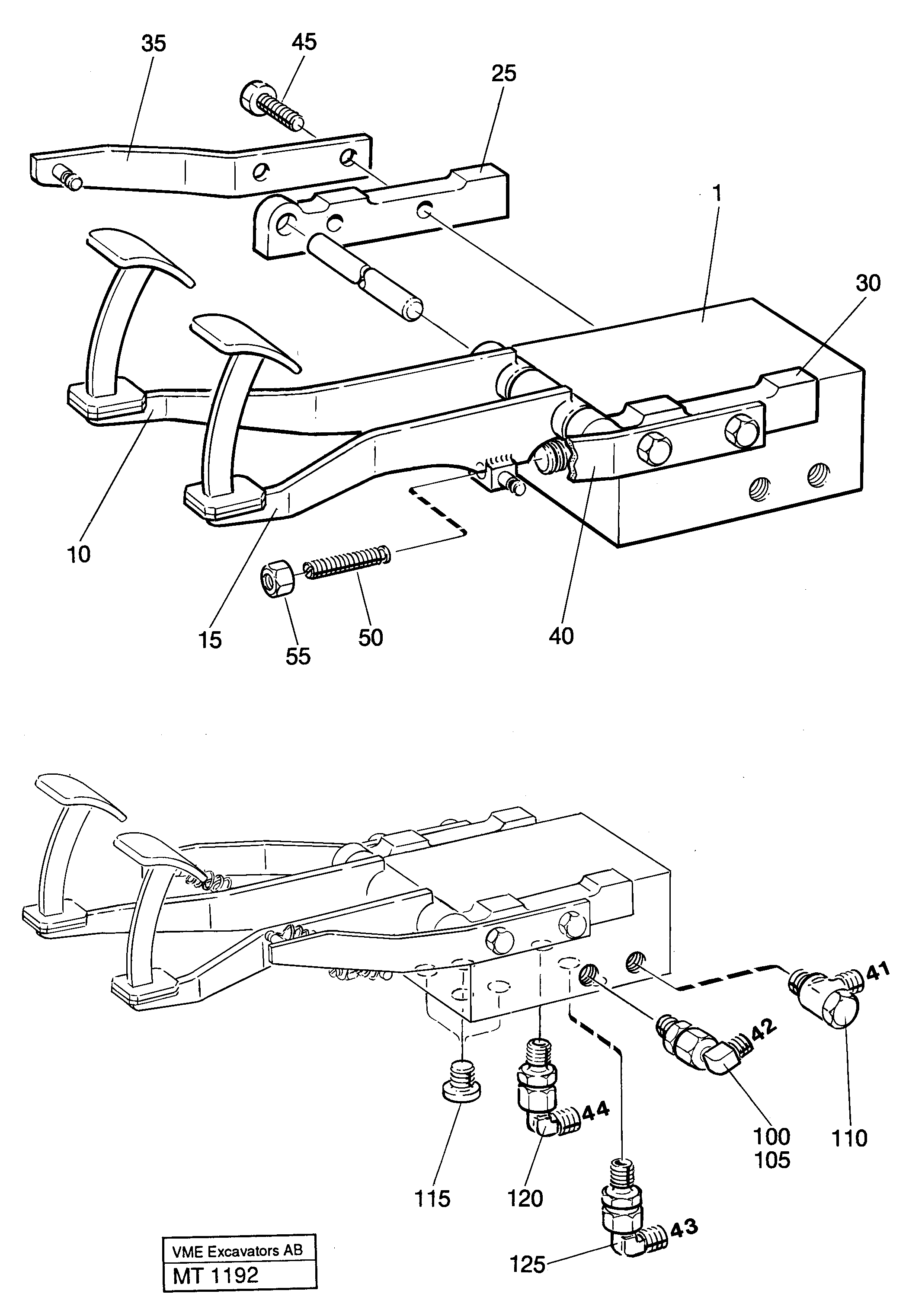 Pedal valve with connections and hoses — volvo parts diagram