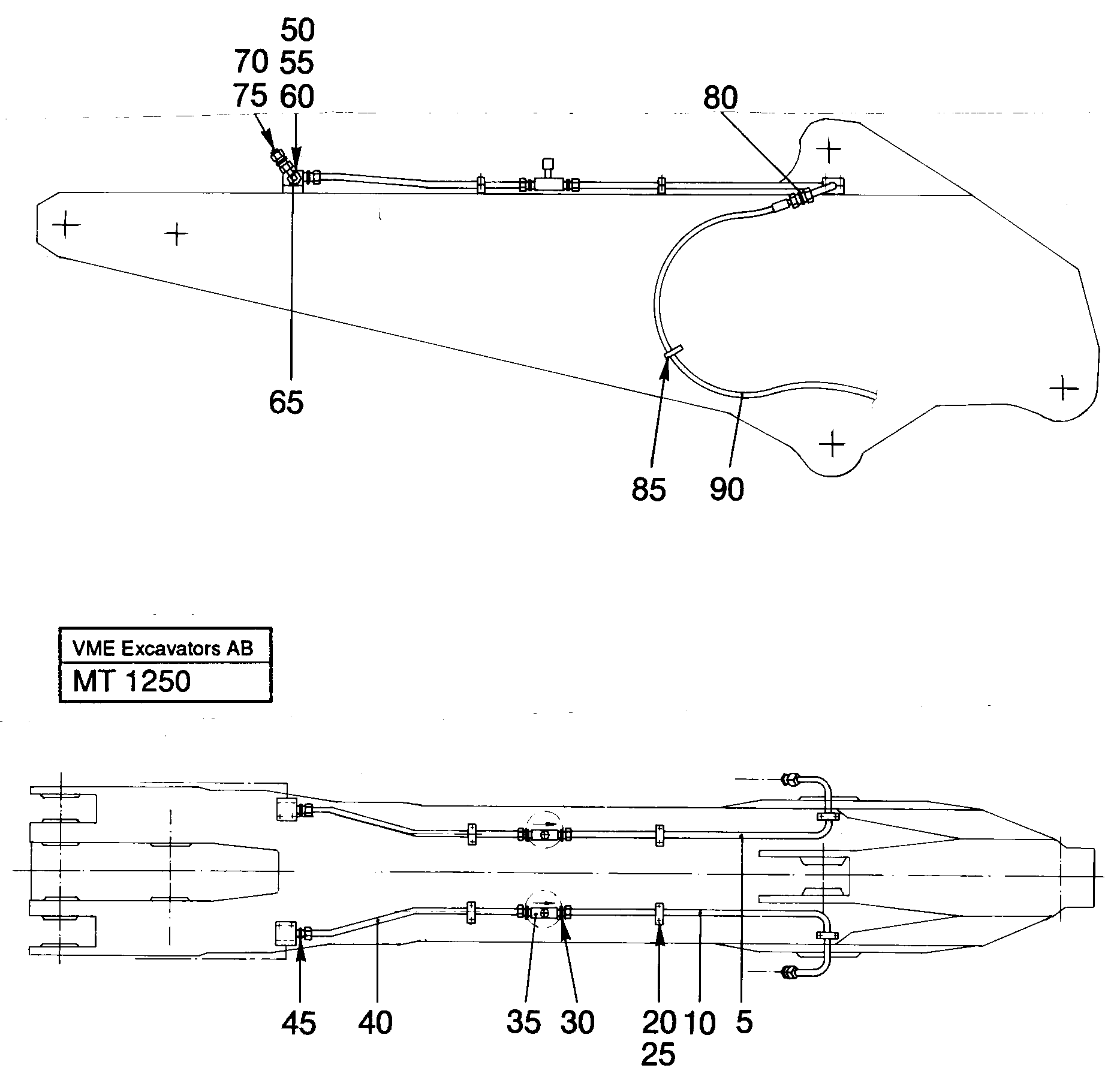 Slope bucket equipment on2,25 and 2,80 m dipper tubes on top  14255230    14255233 — volvo parts diagram