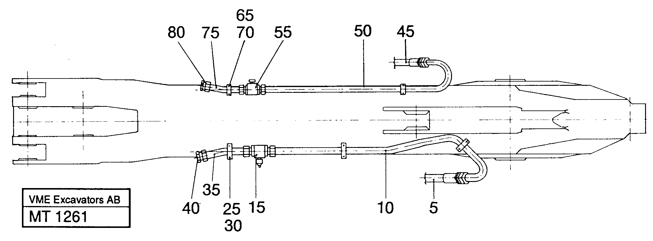 Hydraulic hammer equipment on dipper with shut-off cocks  14254988    14254990     14254992 — volvo parts diagram