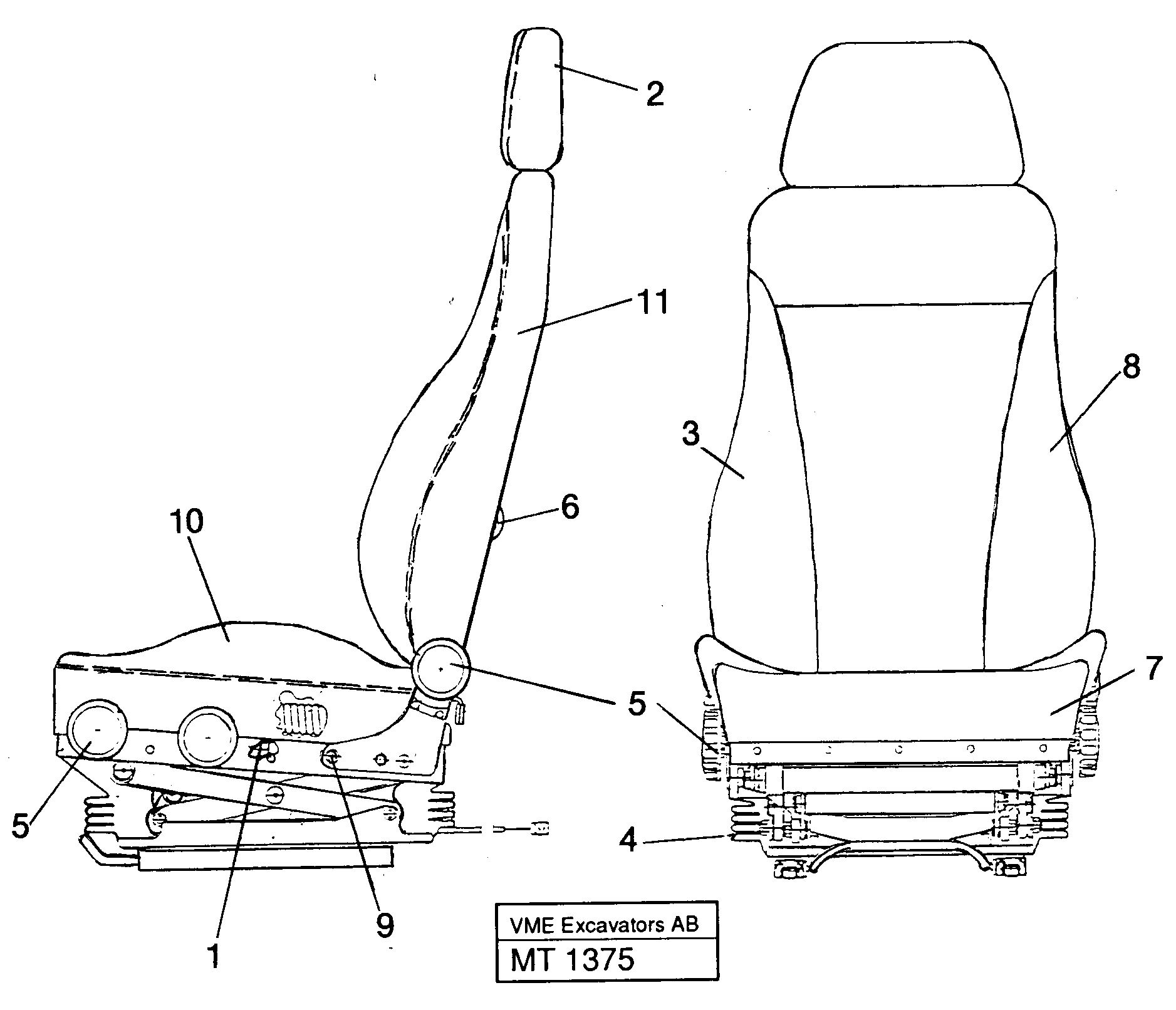 Driver seat Be-ge Viking — volvo parts diagram