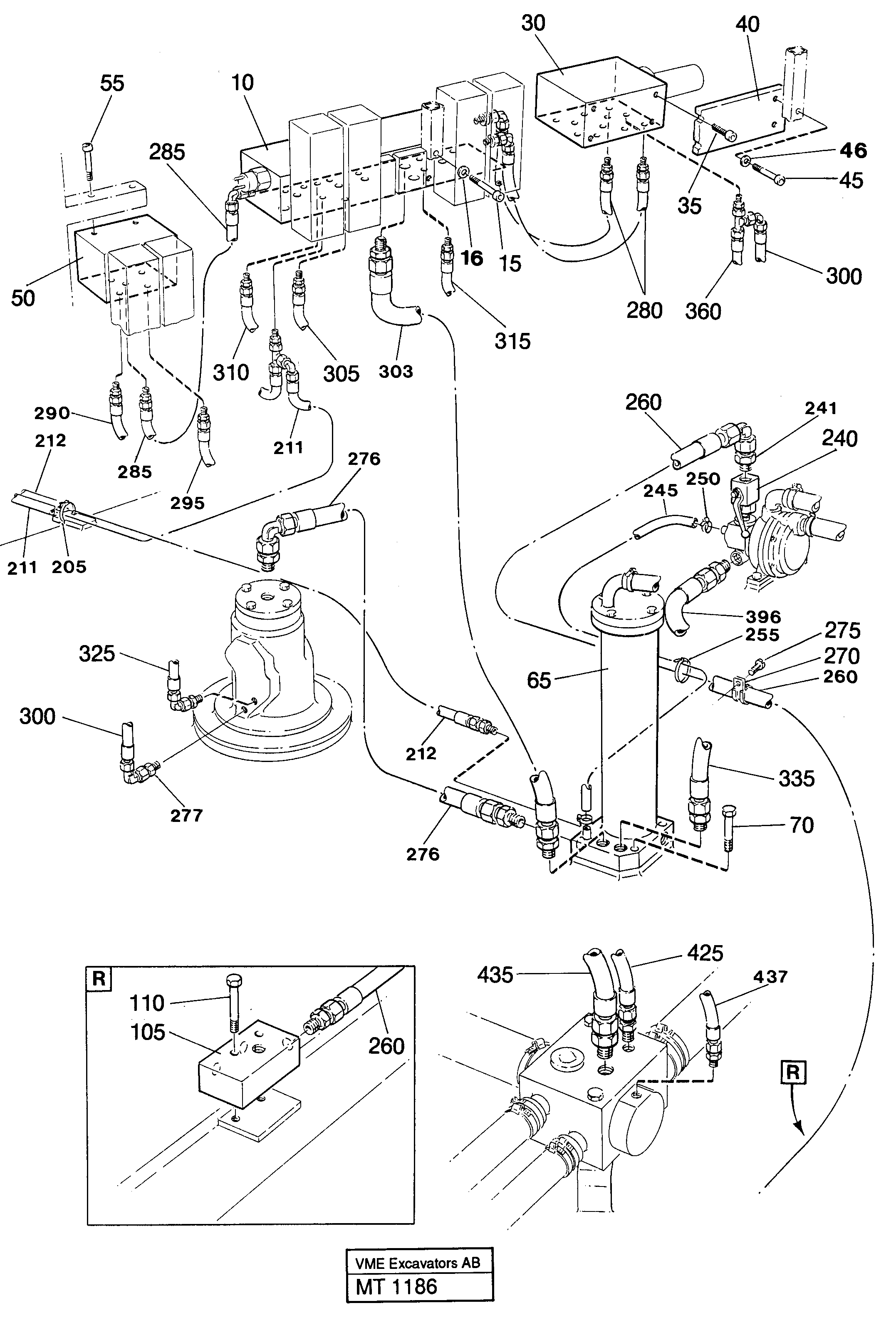 Lines in valve compartment — volvo parts diagram