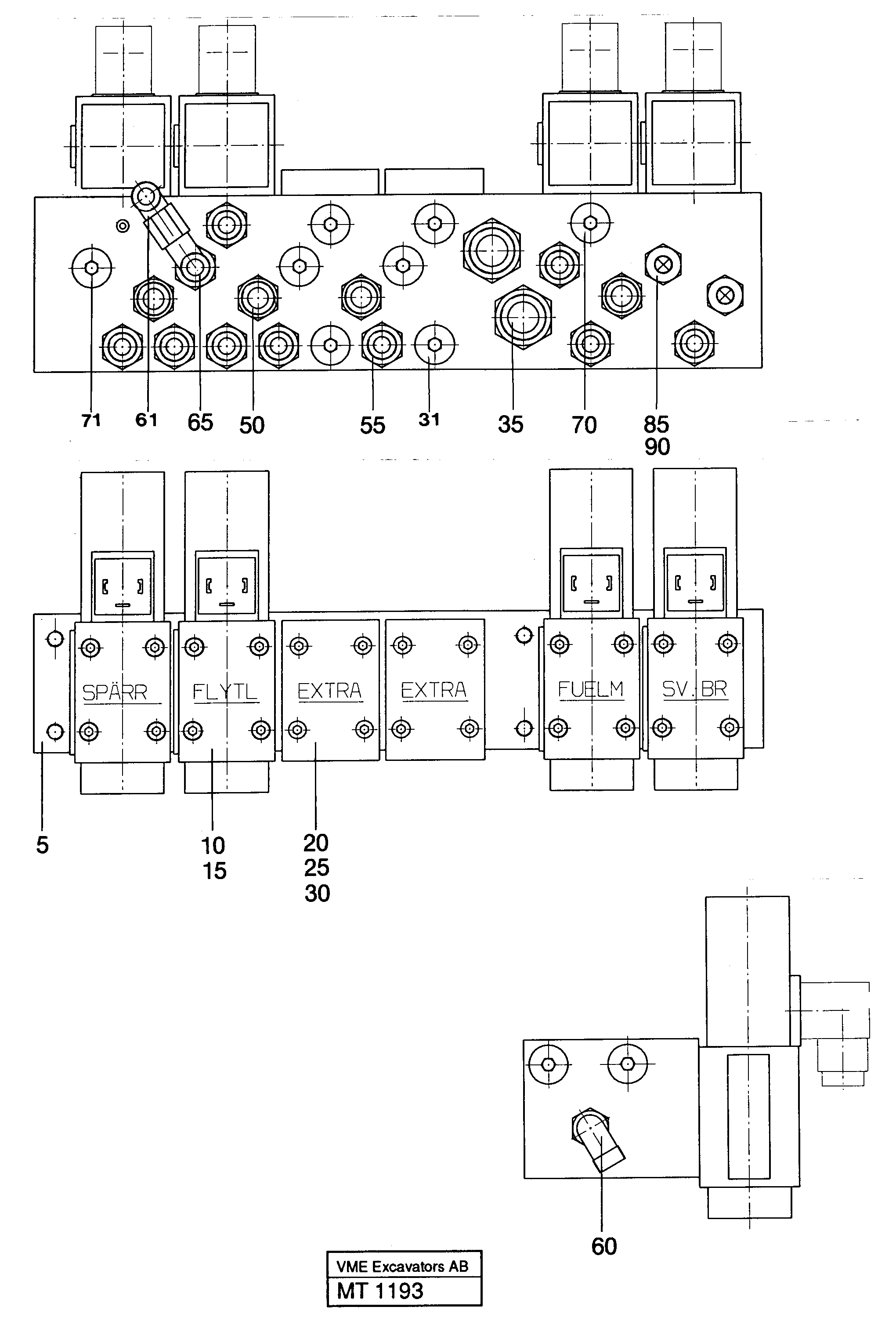 Valve assembly for control with con- nections — volvo parts diagram