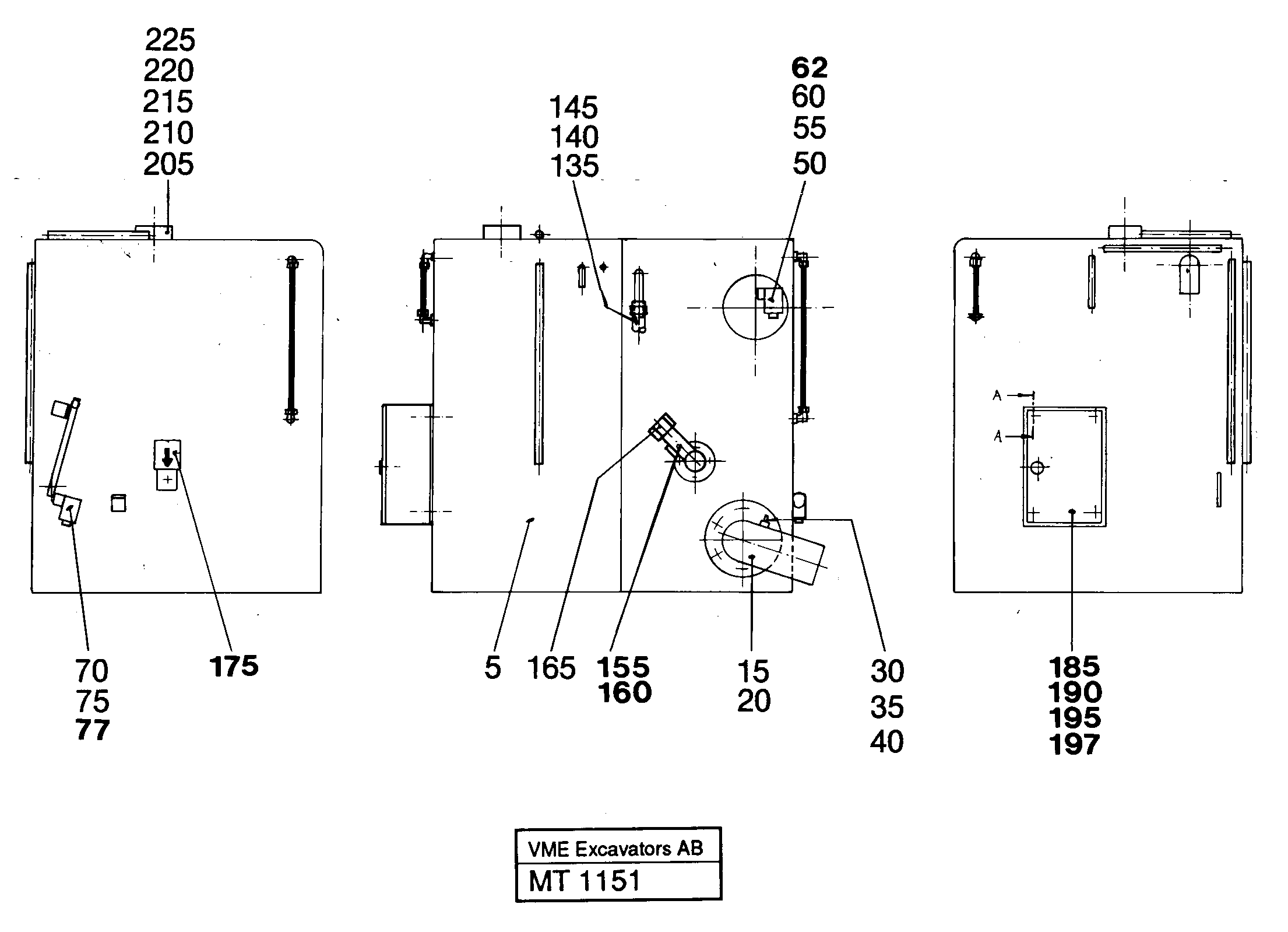 Hydraulic and fuel tank with electric- and connection parts — volvo parts diagram