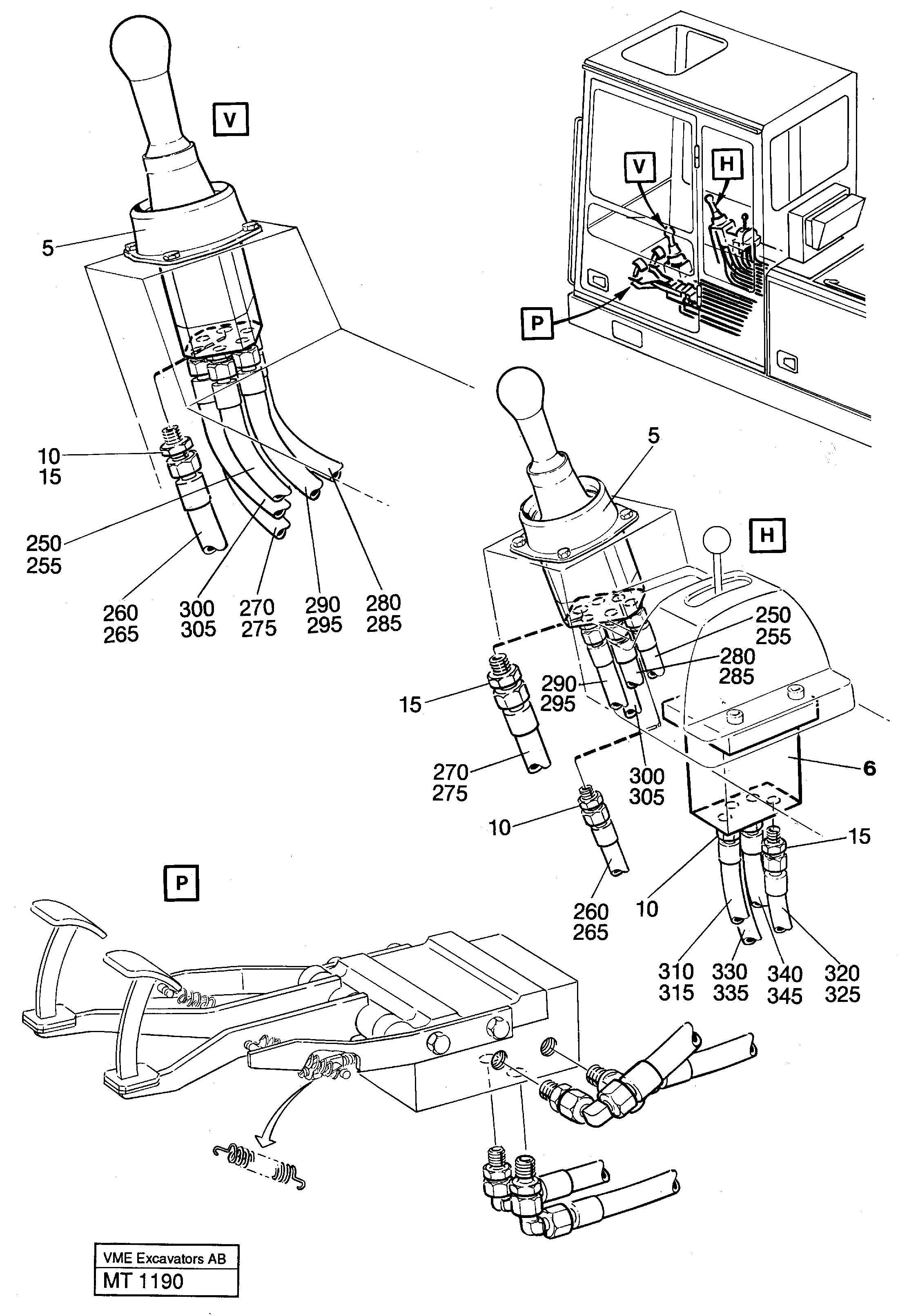 Steering lever w hoses Control valve w hoses — volvo parts diagram