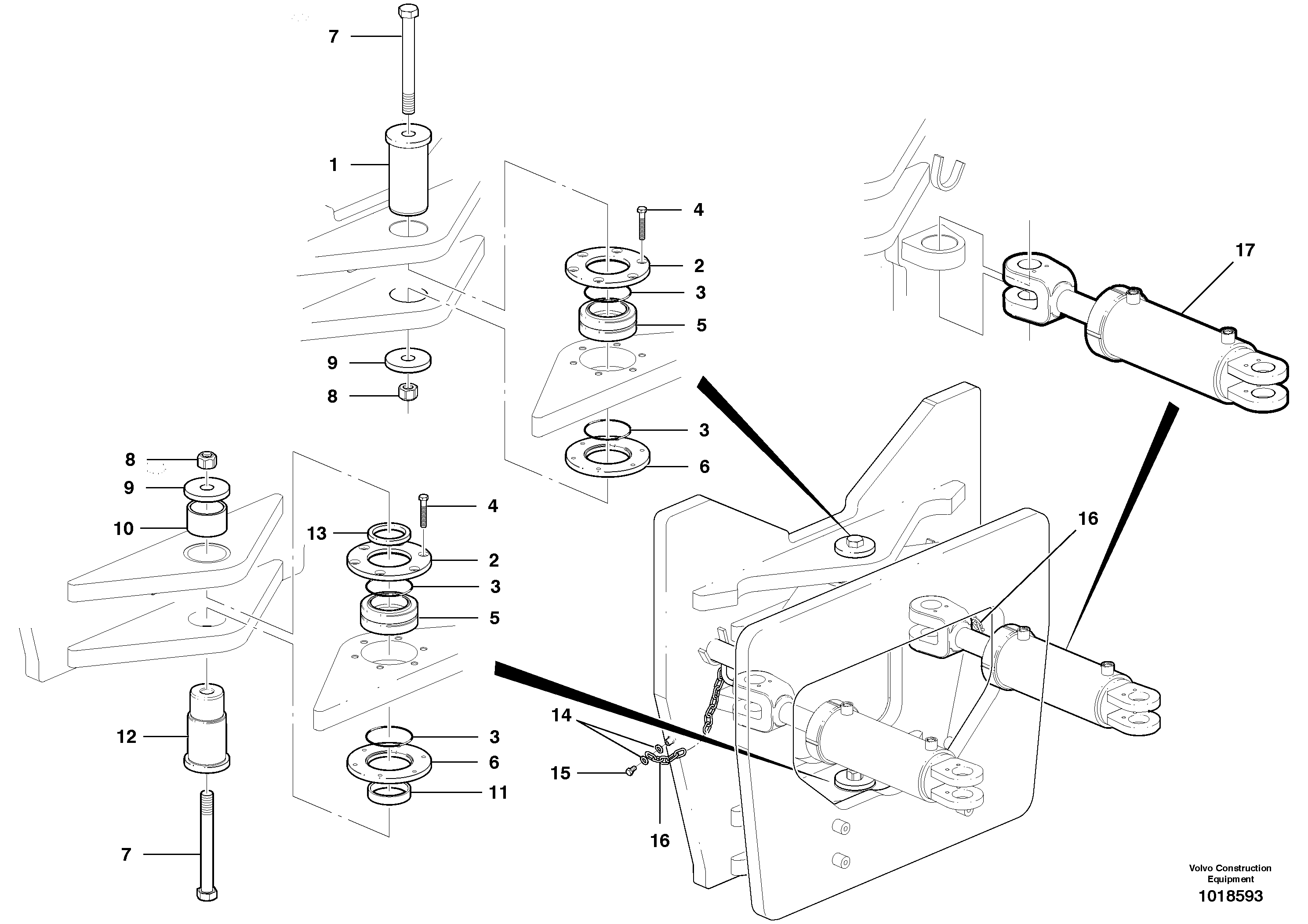 Articulation hinge assembly — volvo parts diagram