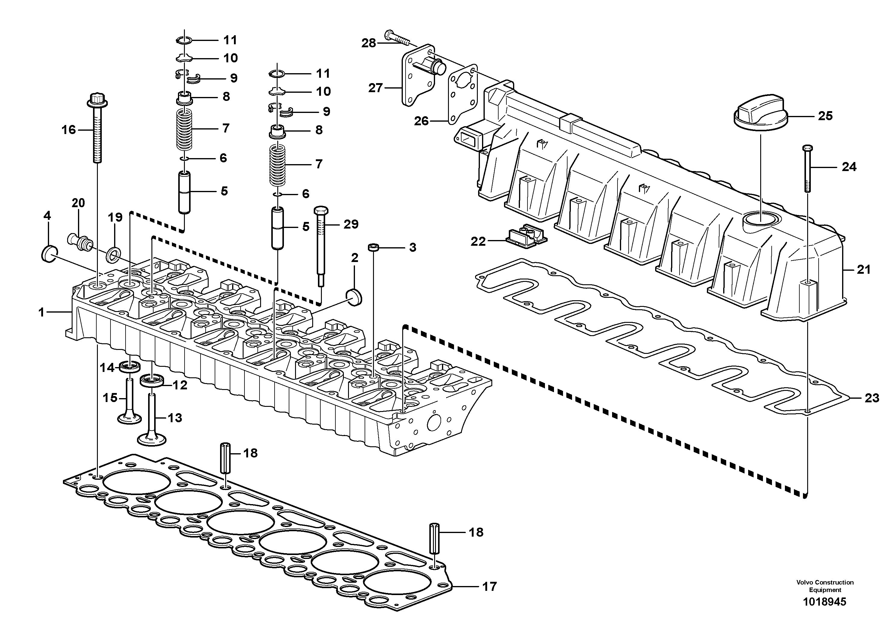 Cylinder head - D7 — volvo parts diagram
