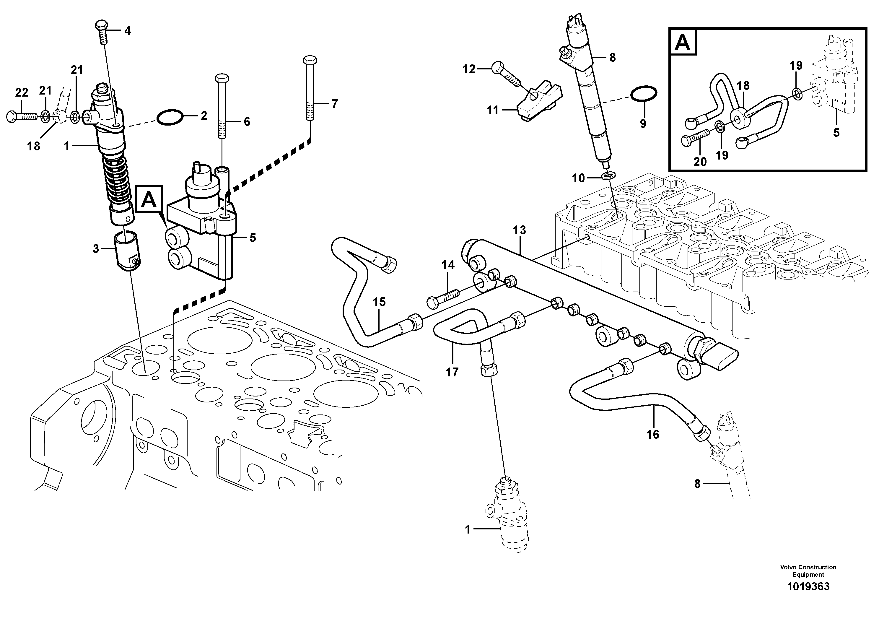 Delivery pipe - injector - D7 — volvo parts diagram
