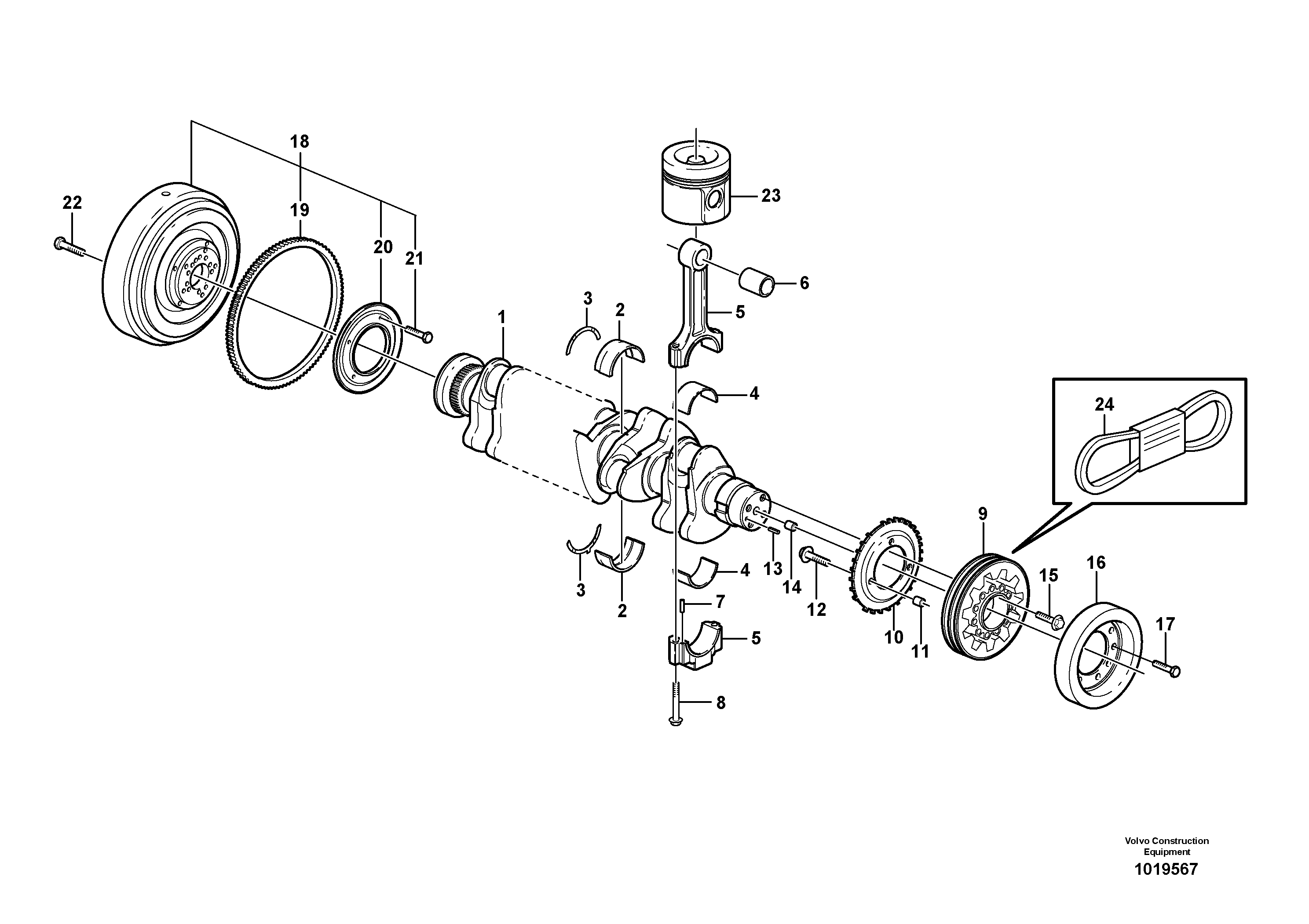 Crankshaft and related parts - D7 — volvo parts diagram