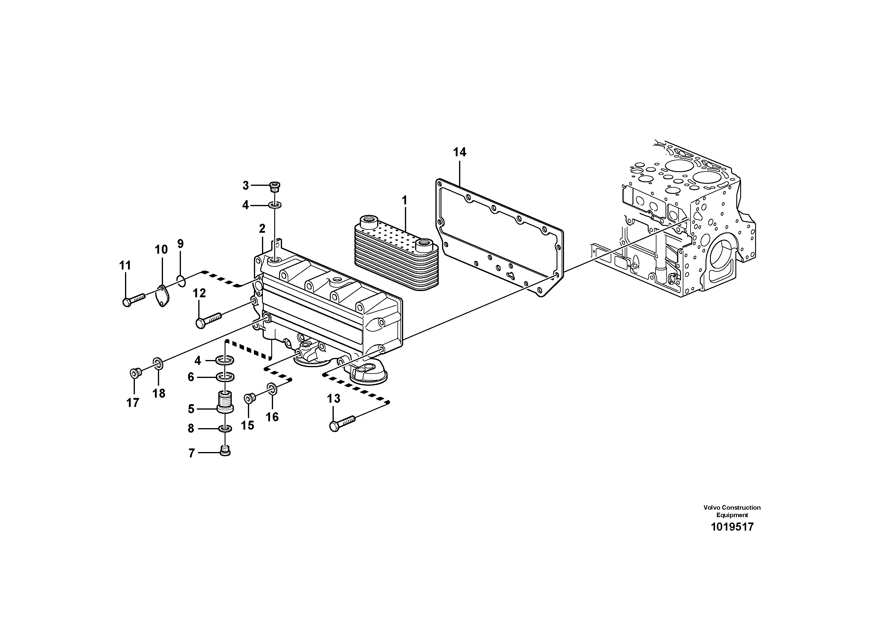 Oil cooler - D7 — volvo parts diagram