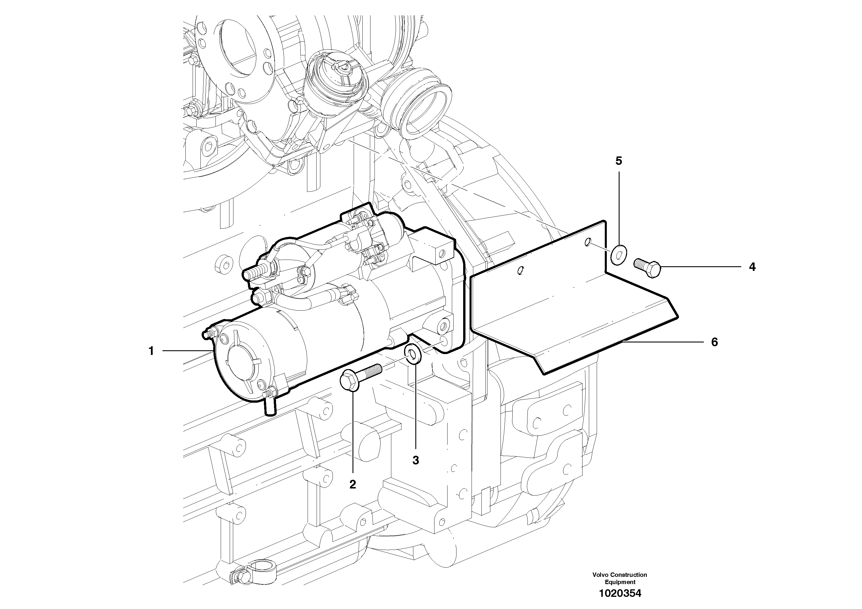 Starter motor with assembling details - D7 — volvo parts diagram