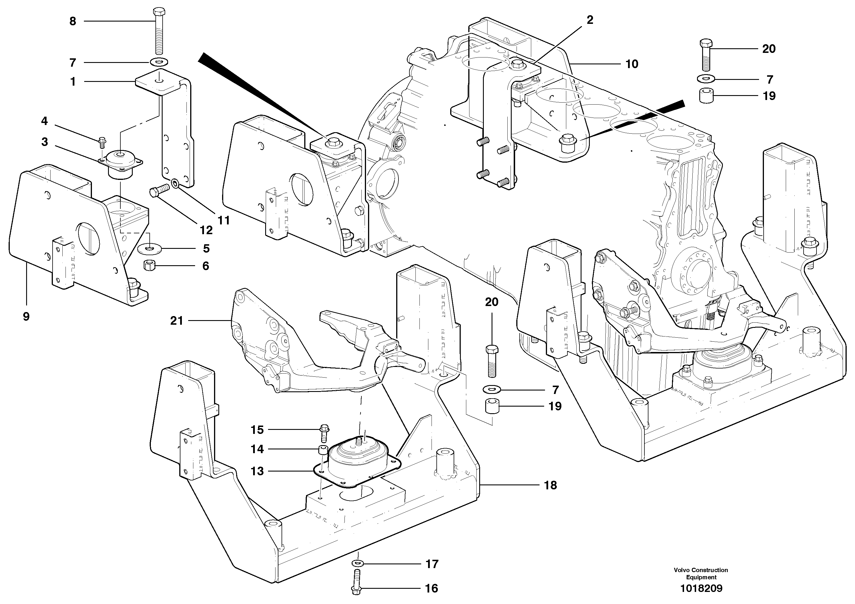 Engine mounts - D9 — volvo parts diagram
