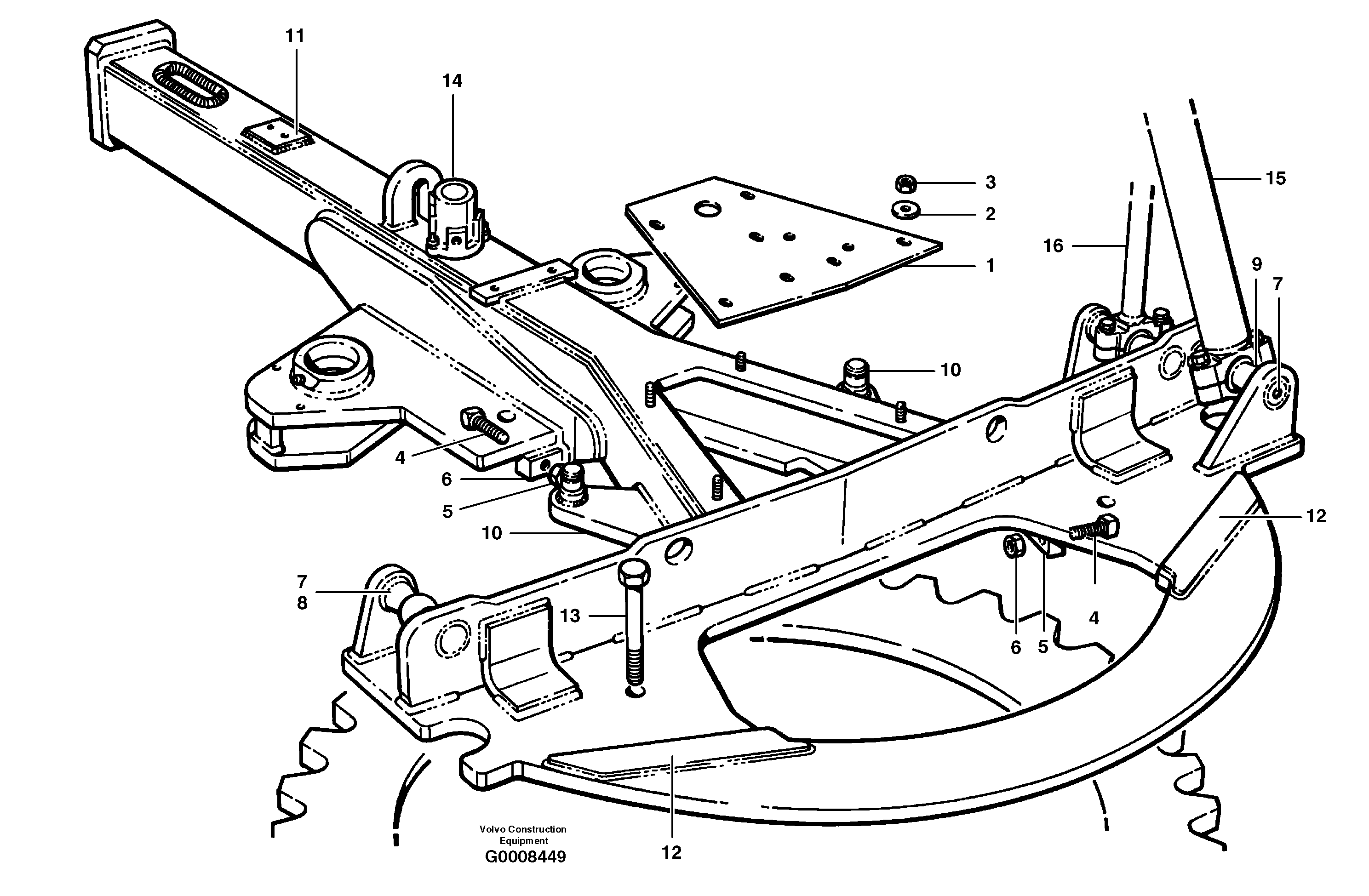 Drawbar - rear  MODEL G930, G940, G946, G960, G970, G976 — volvo parts diagram