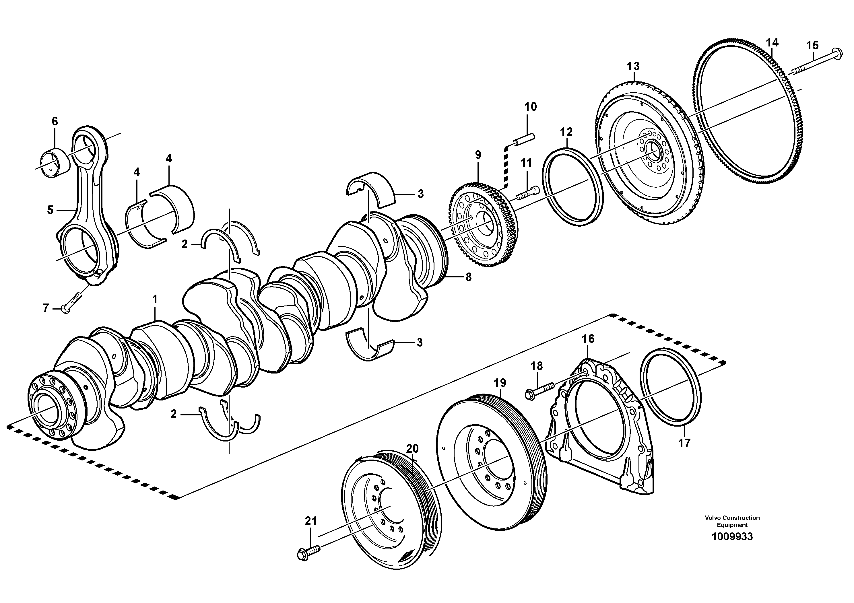 Crankshaft and related parts - D9 — volvo parts diagram