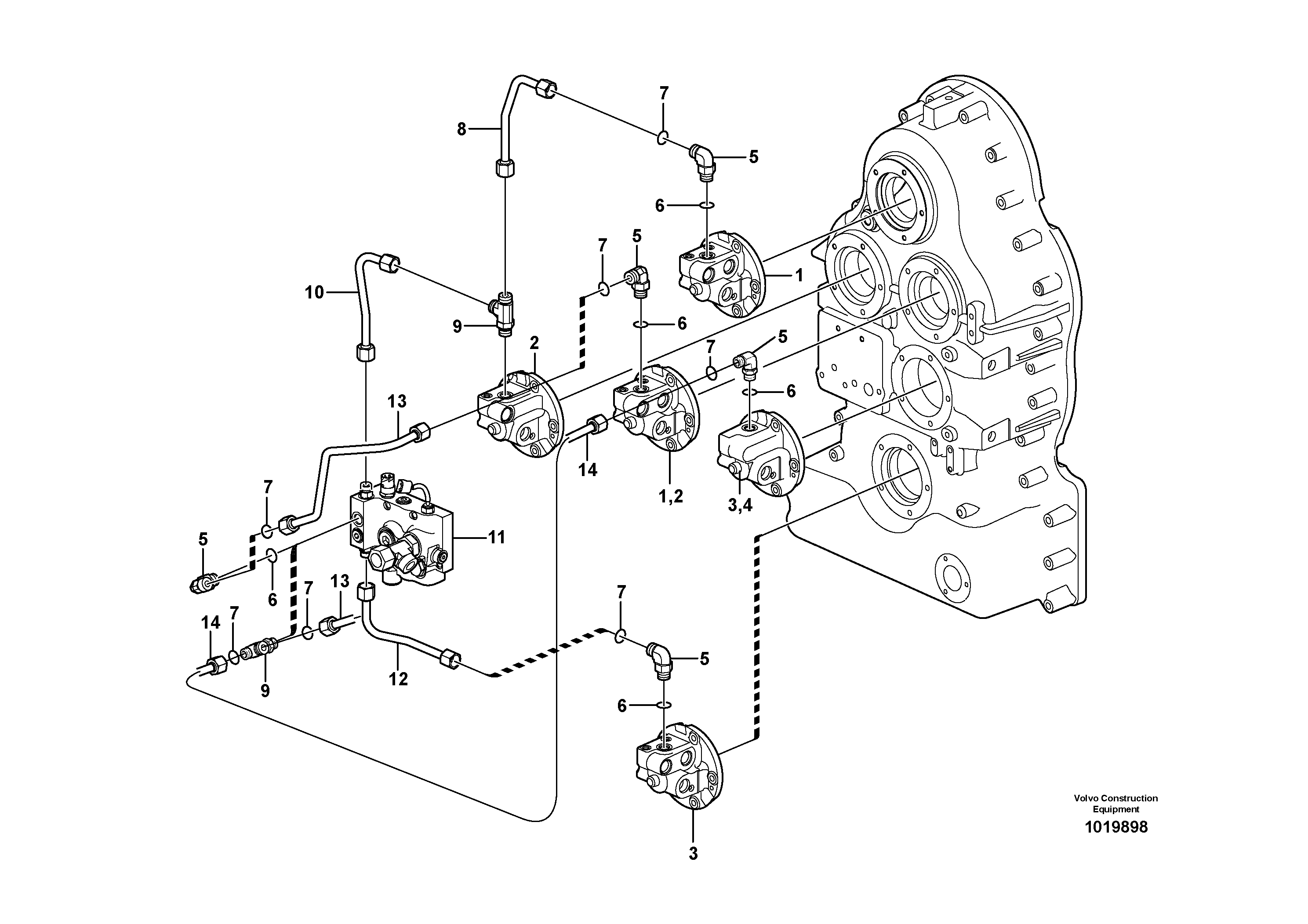 Oil distributor and tube. — volvo parts diagram