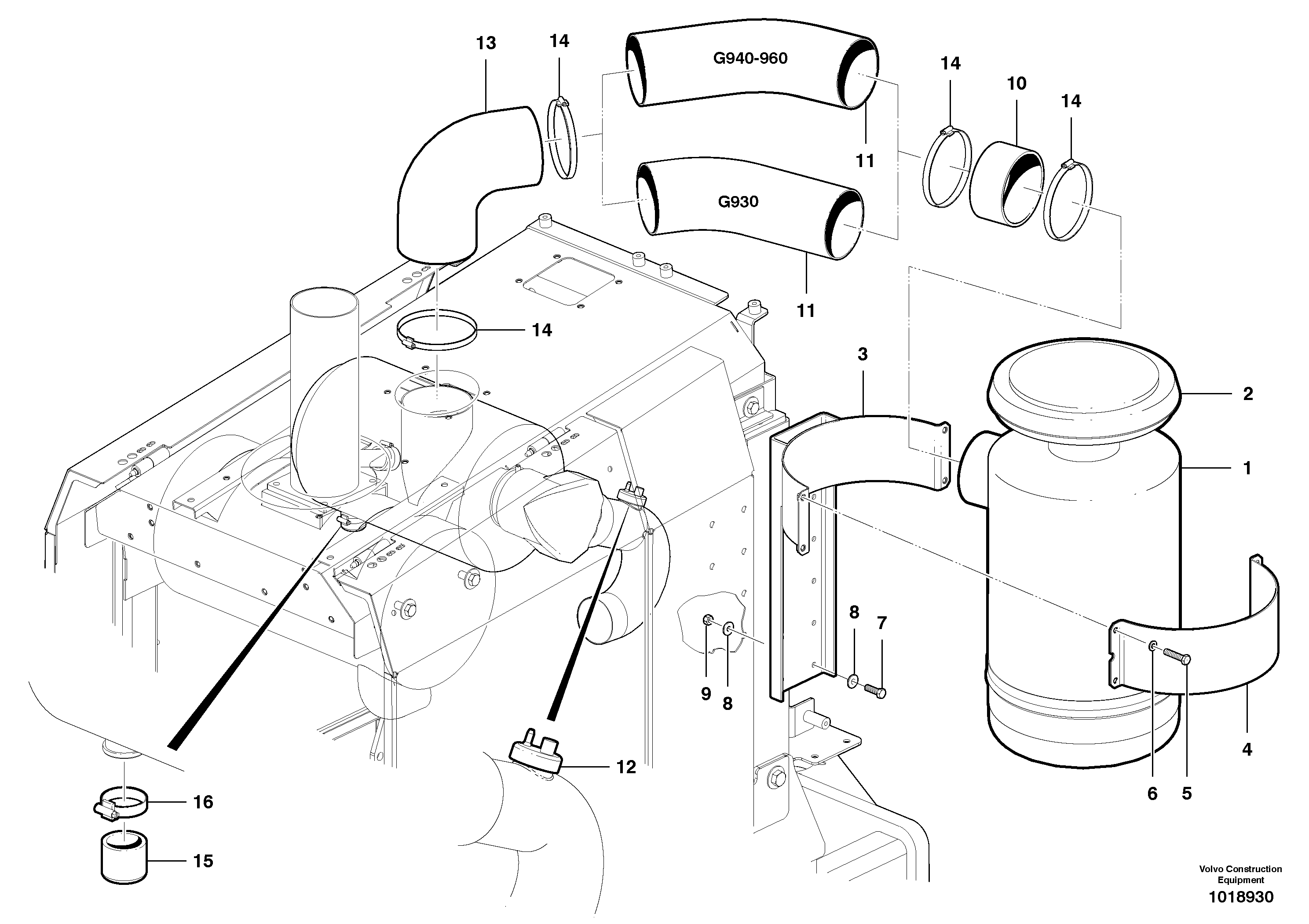 Oil-bath air cleaner - D7 — volvo parts diagram