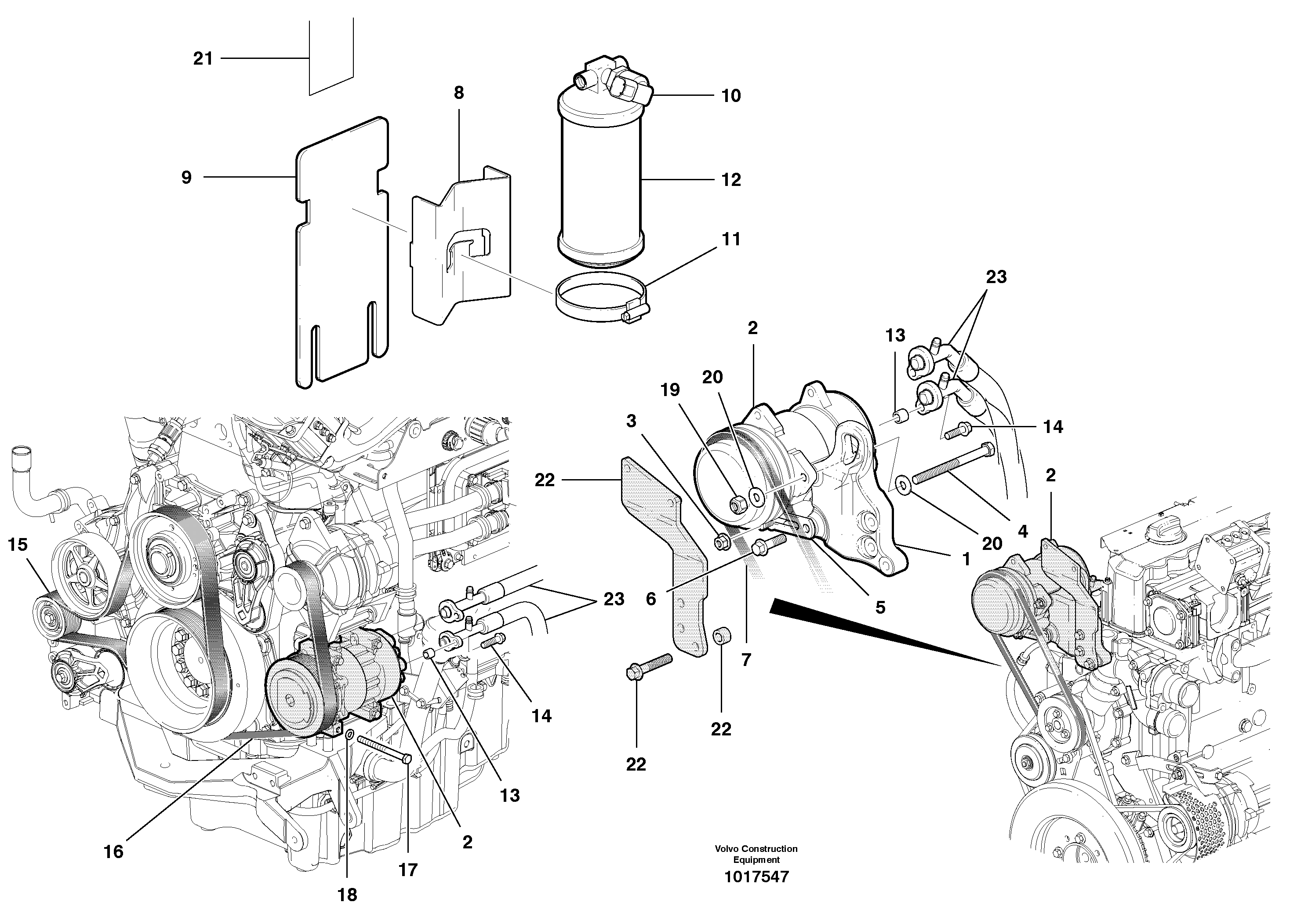 Air Conditioning Compressor & Receiver/dryer — volvo parts diagram