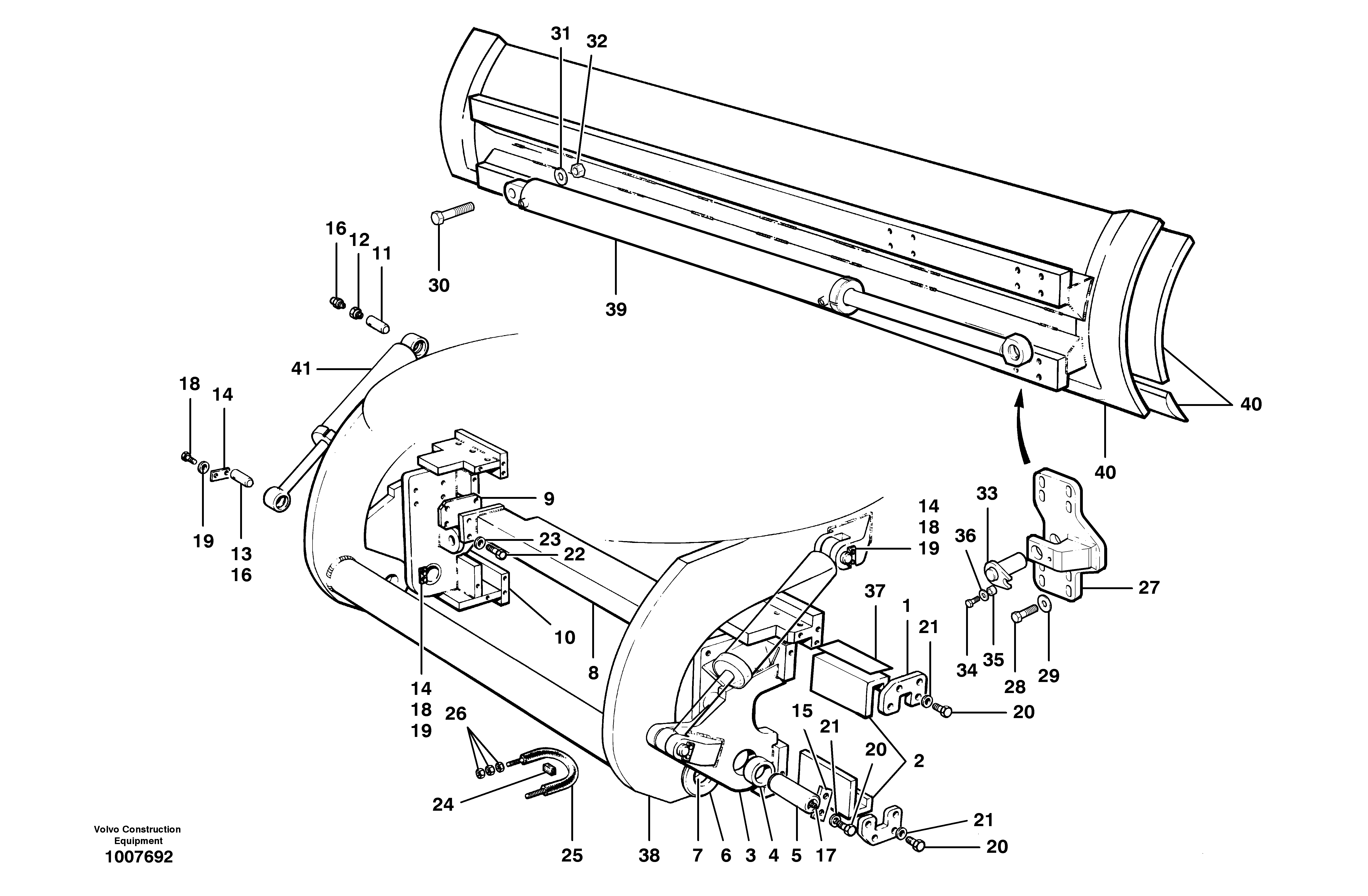 Moldboard installation  MODEL G990 — volvo parts diagram