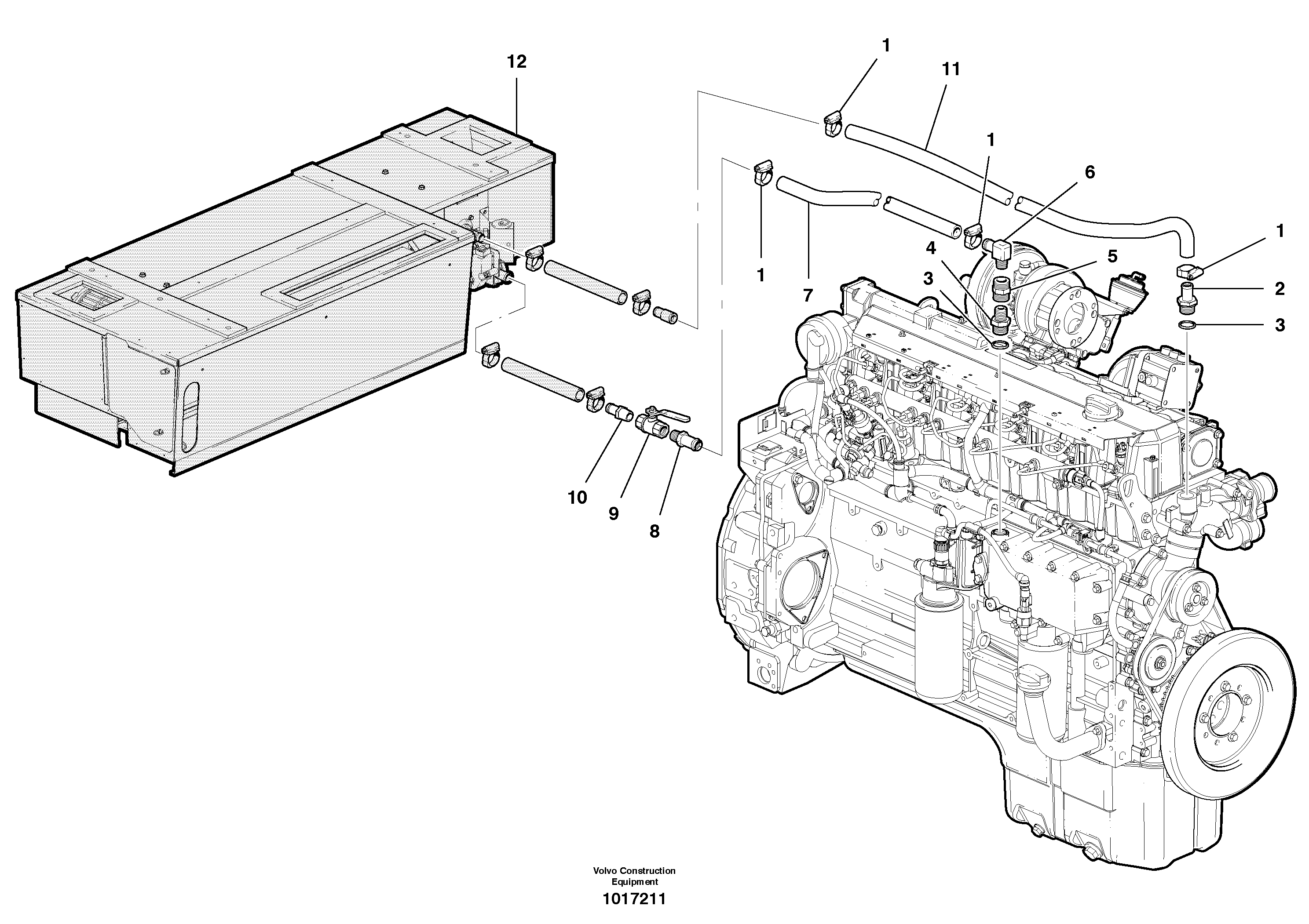 Cab Heater Plumbing - D7 — volvo parts diagram