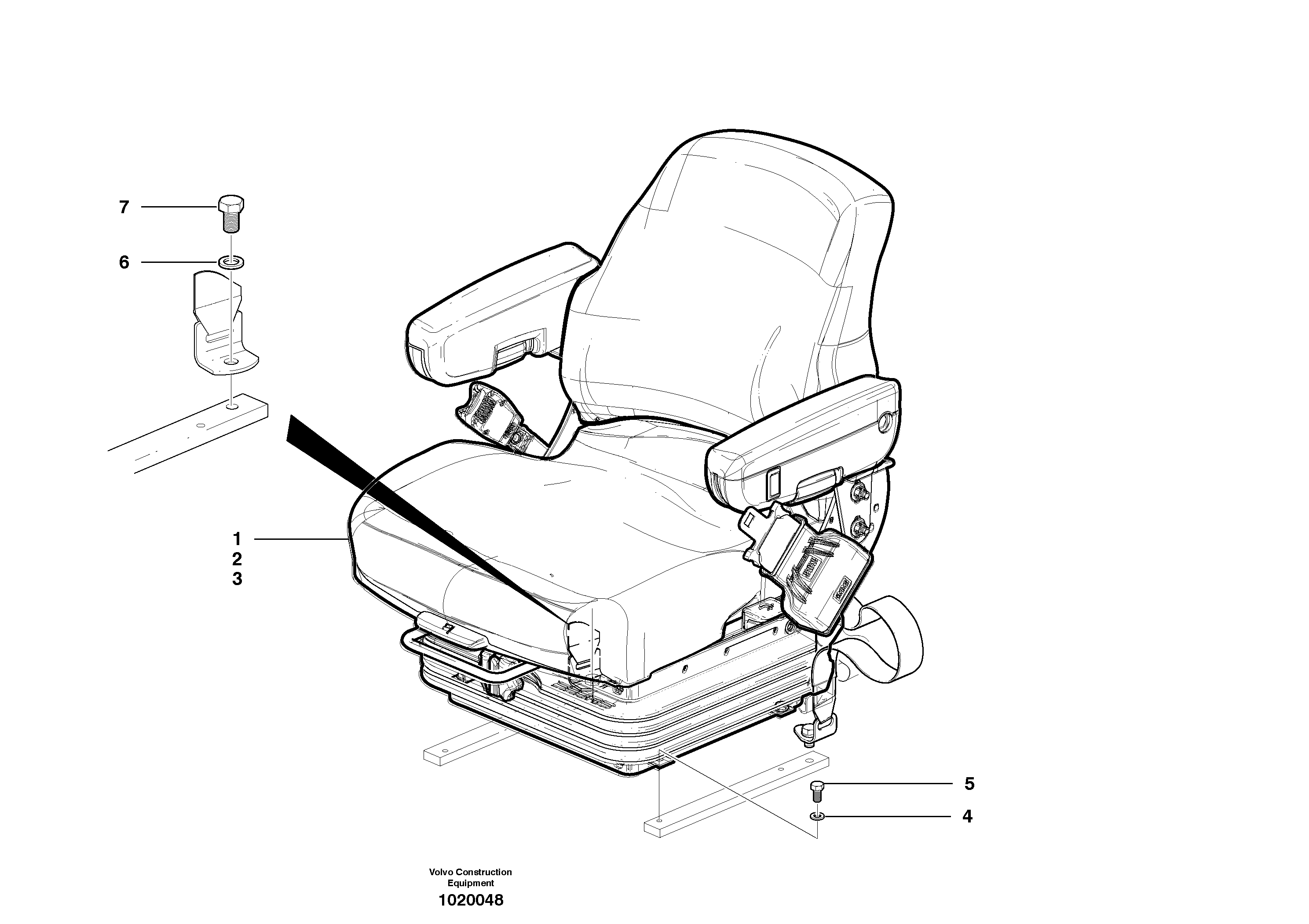 Suspension seat installation — volvo parts diagram