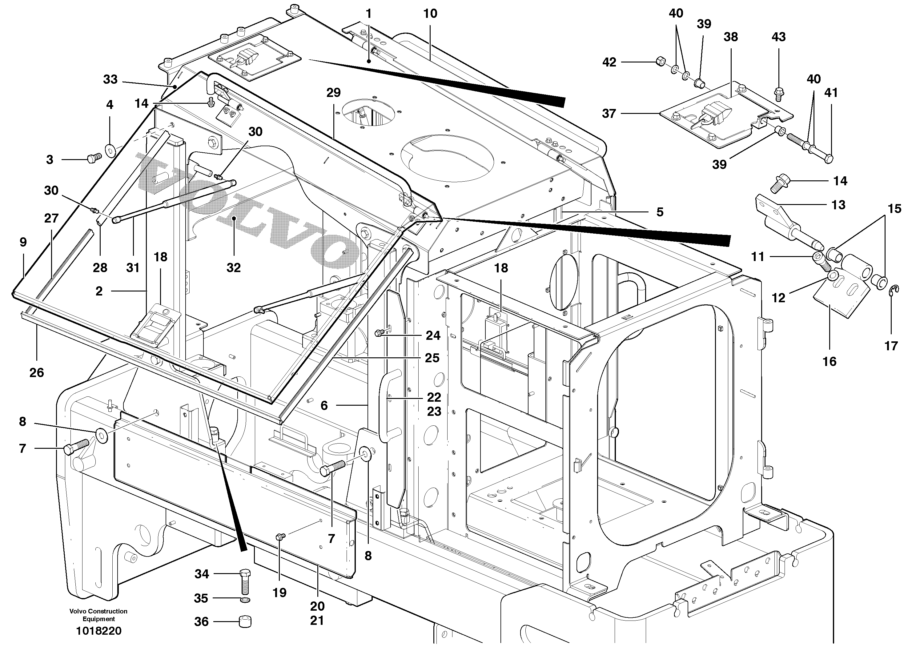 Engine Cowl - D7 — volvo parts diagram