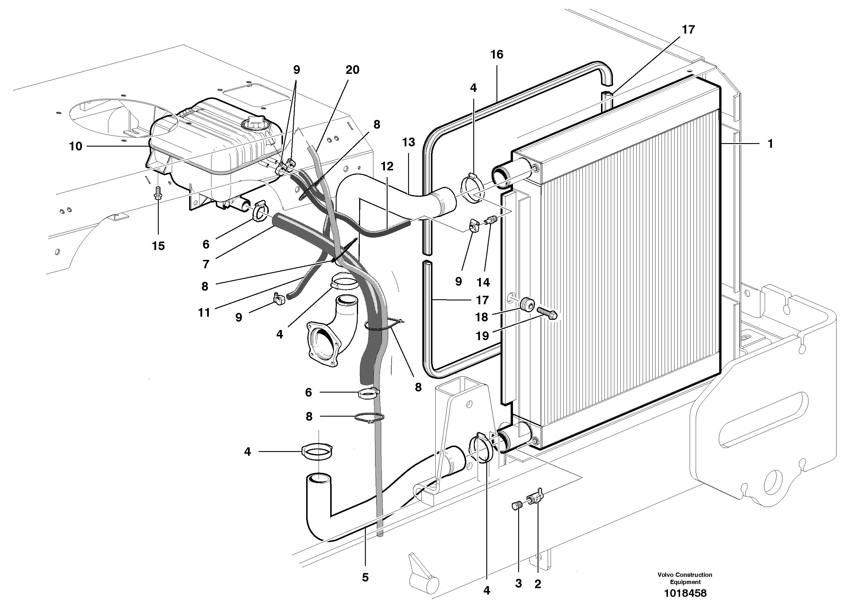 Radiator installation - D9 — volvo parts diagram
