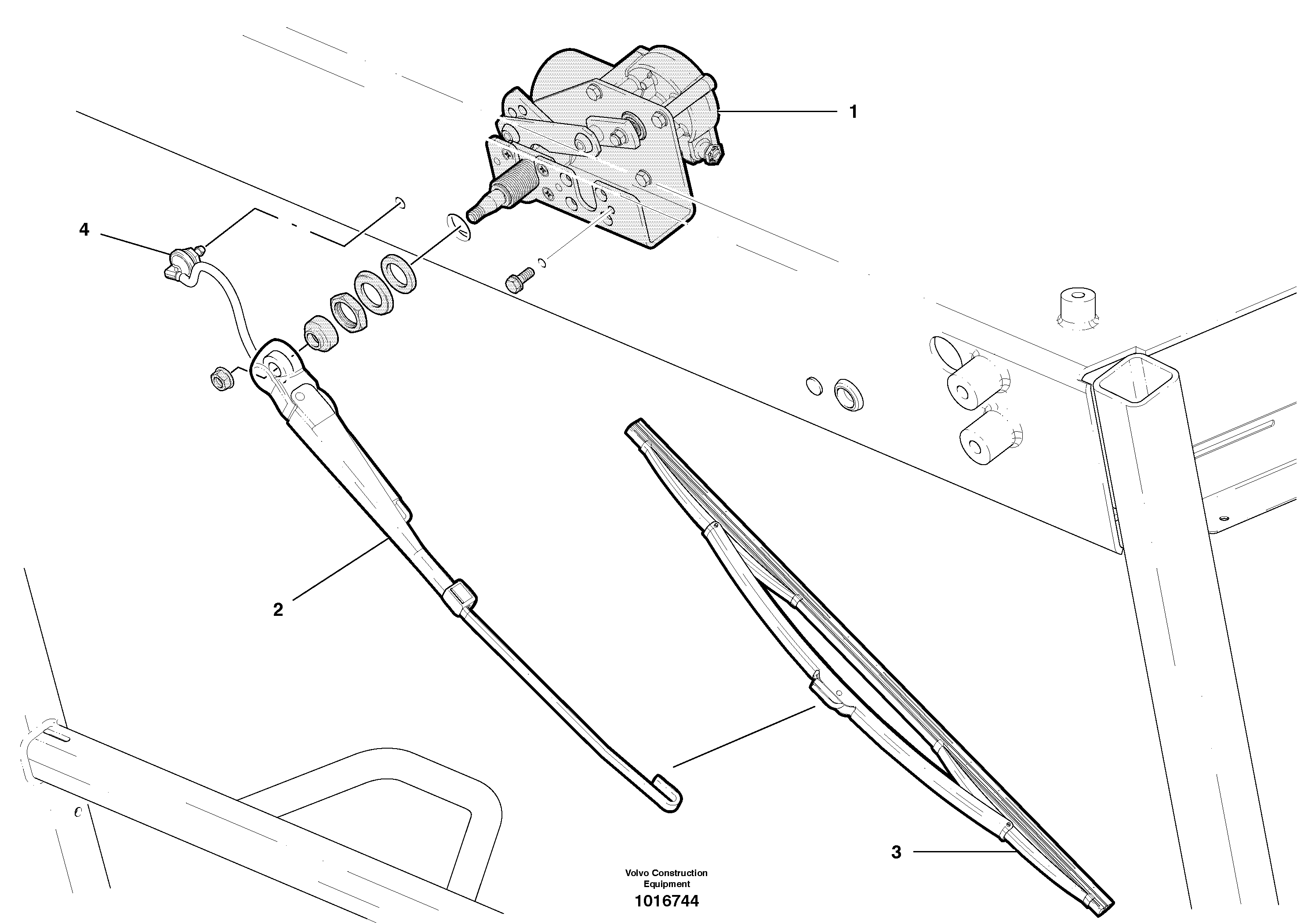 Window Wipers Low Profile Cab Front & Rear 1 Arm — volvo parts diagram