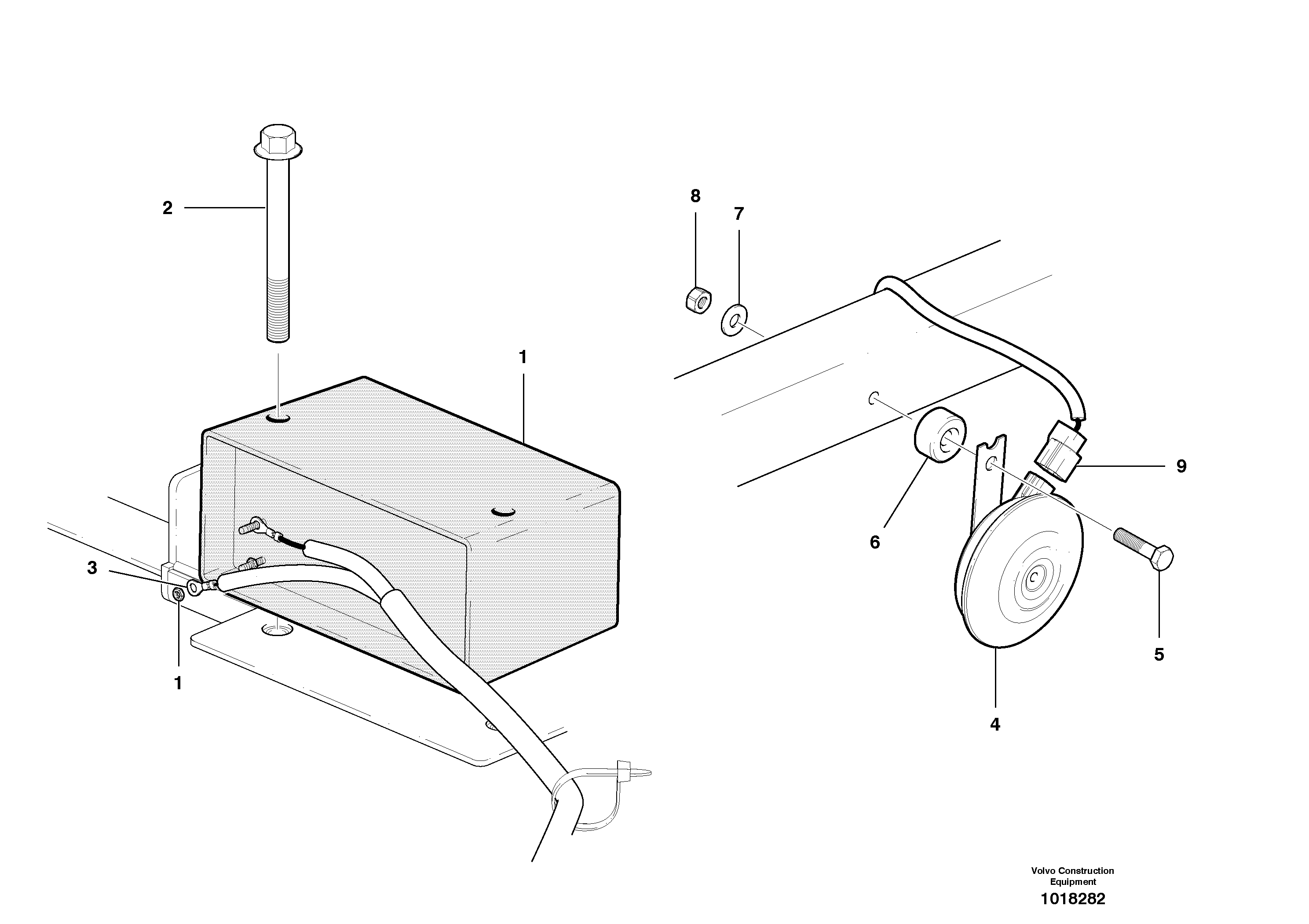 Horn and back-up warning — volvo parts diagram