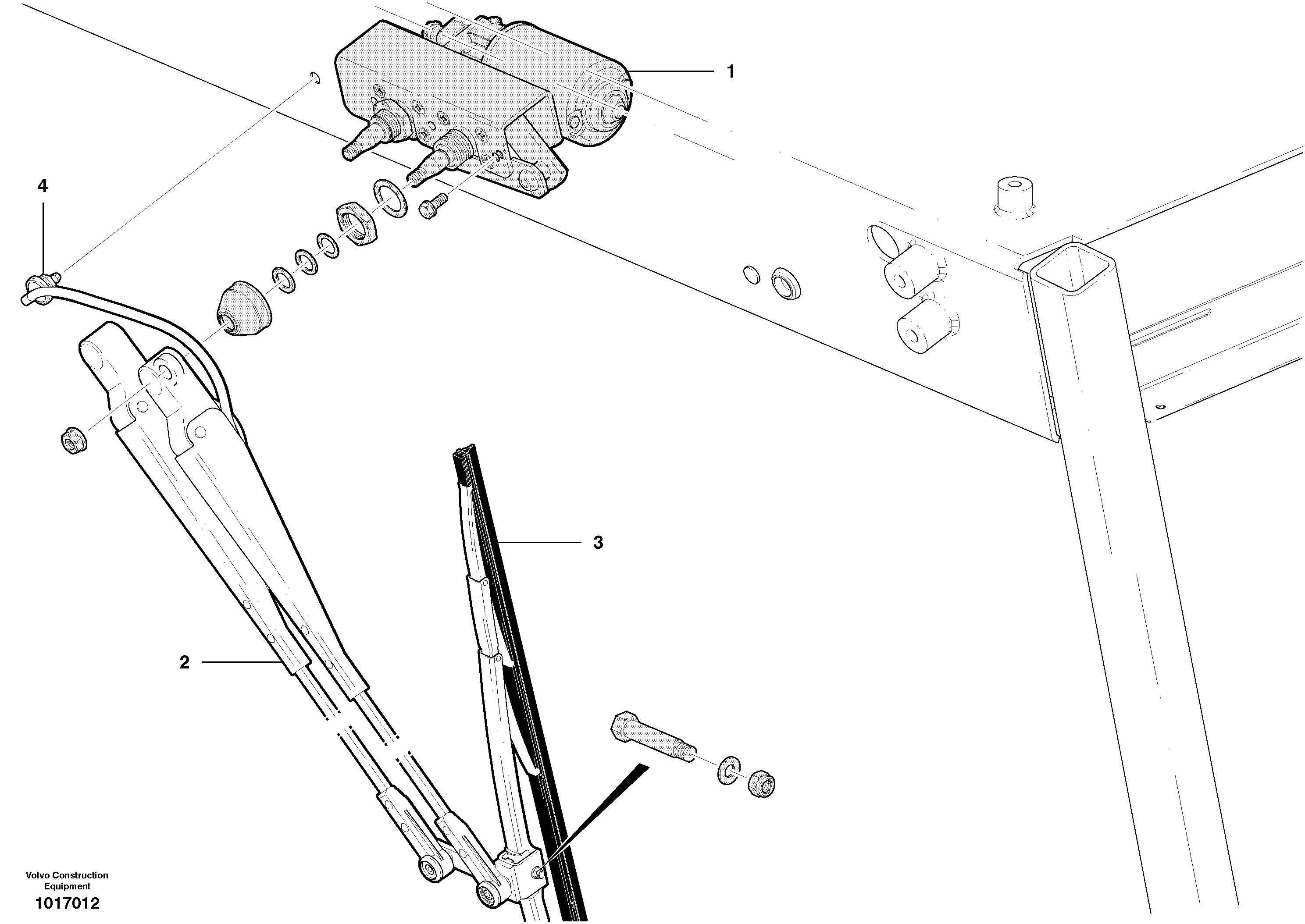 Window Wipers High Profile Cab Front & Rear — volvo parts diagram