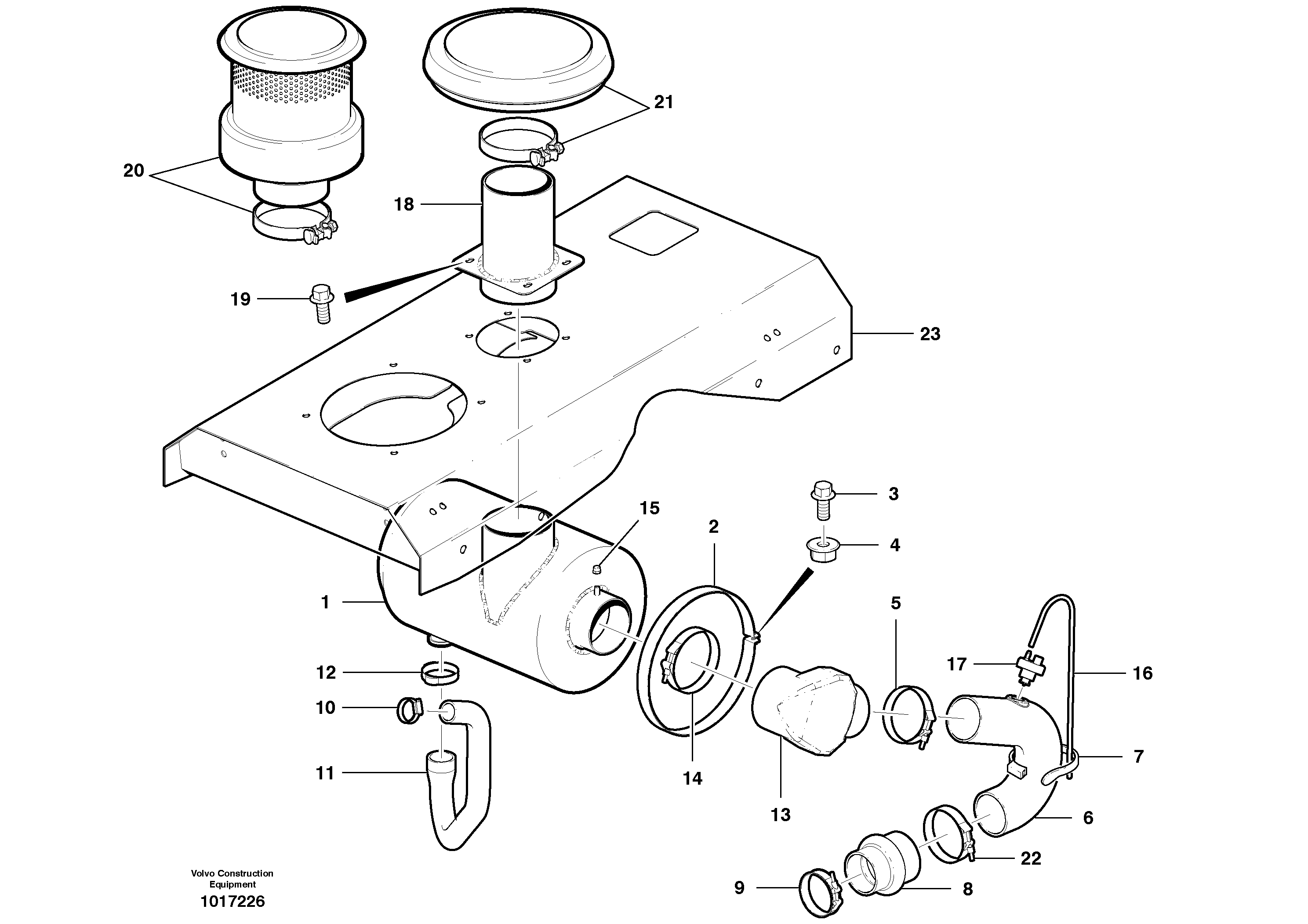 Air cleaner and inlet assembly - D7 — volvo parts diagram