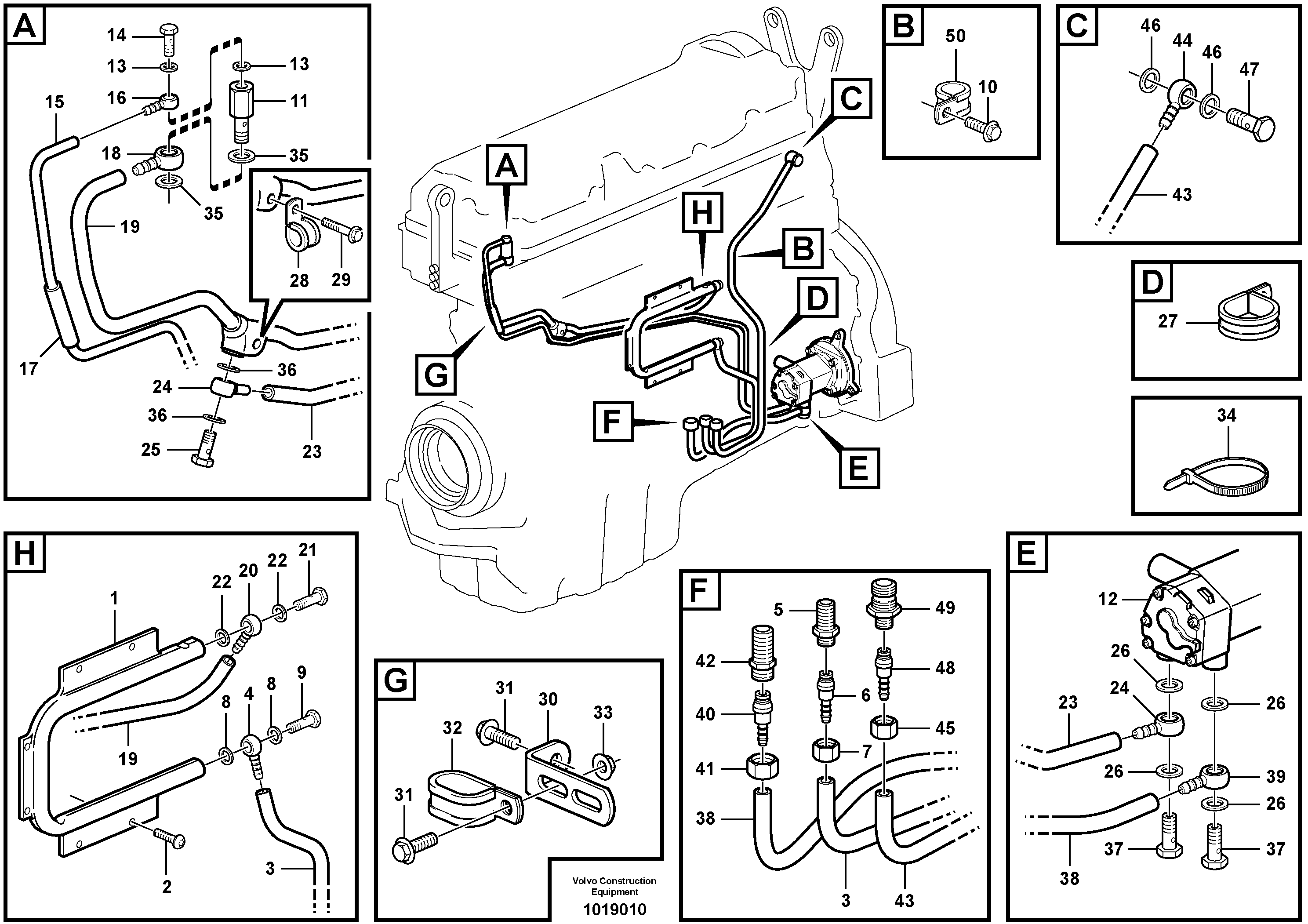 Fuel pipes, fuel pump - D9 — volvo parts diagram