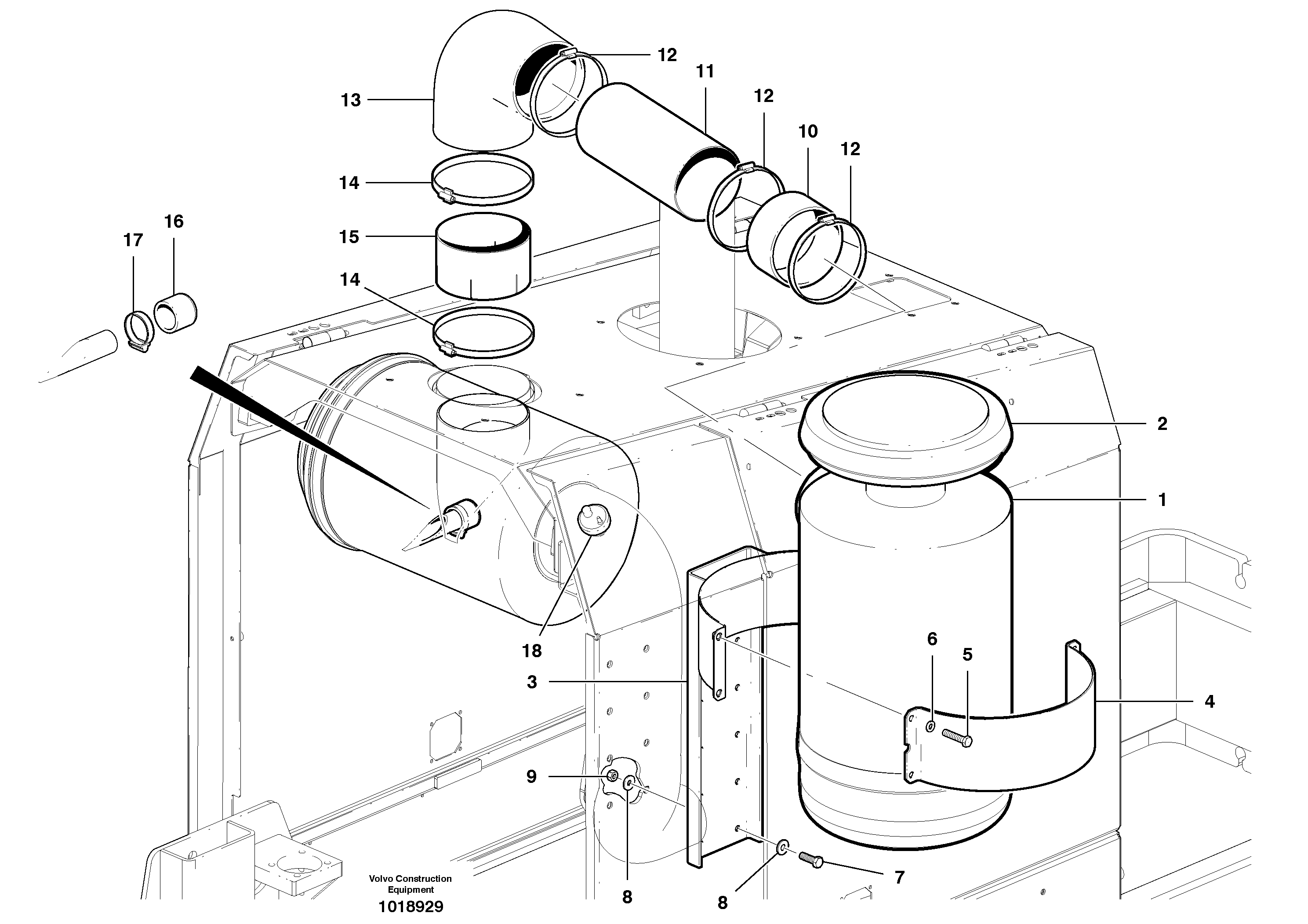 Oil-bath air cleaner - D9 — volvo parts diagram