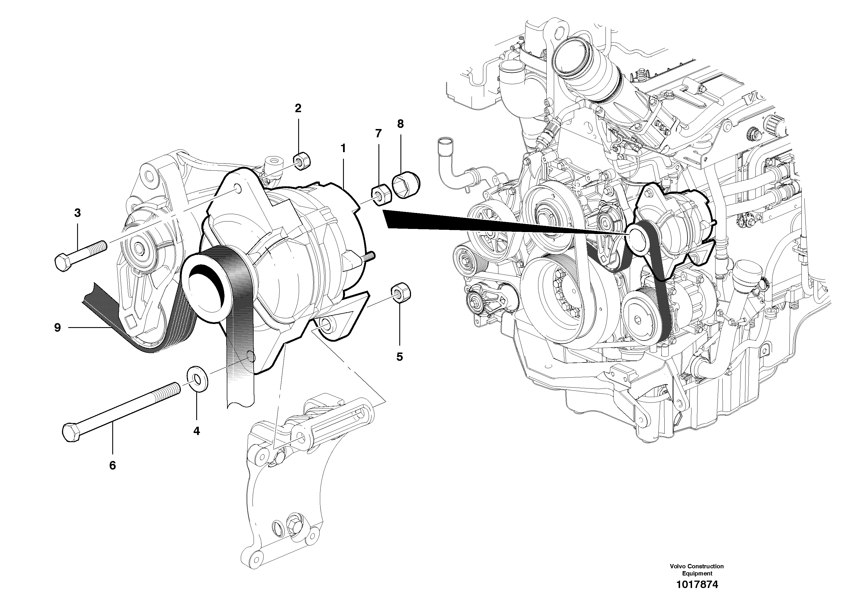 Alternator - D9 — volvo parts diagram