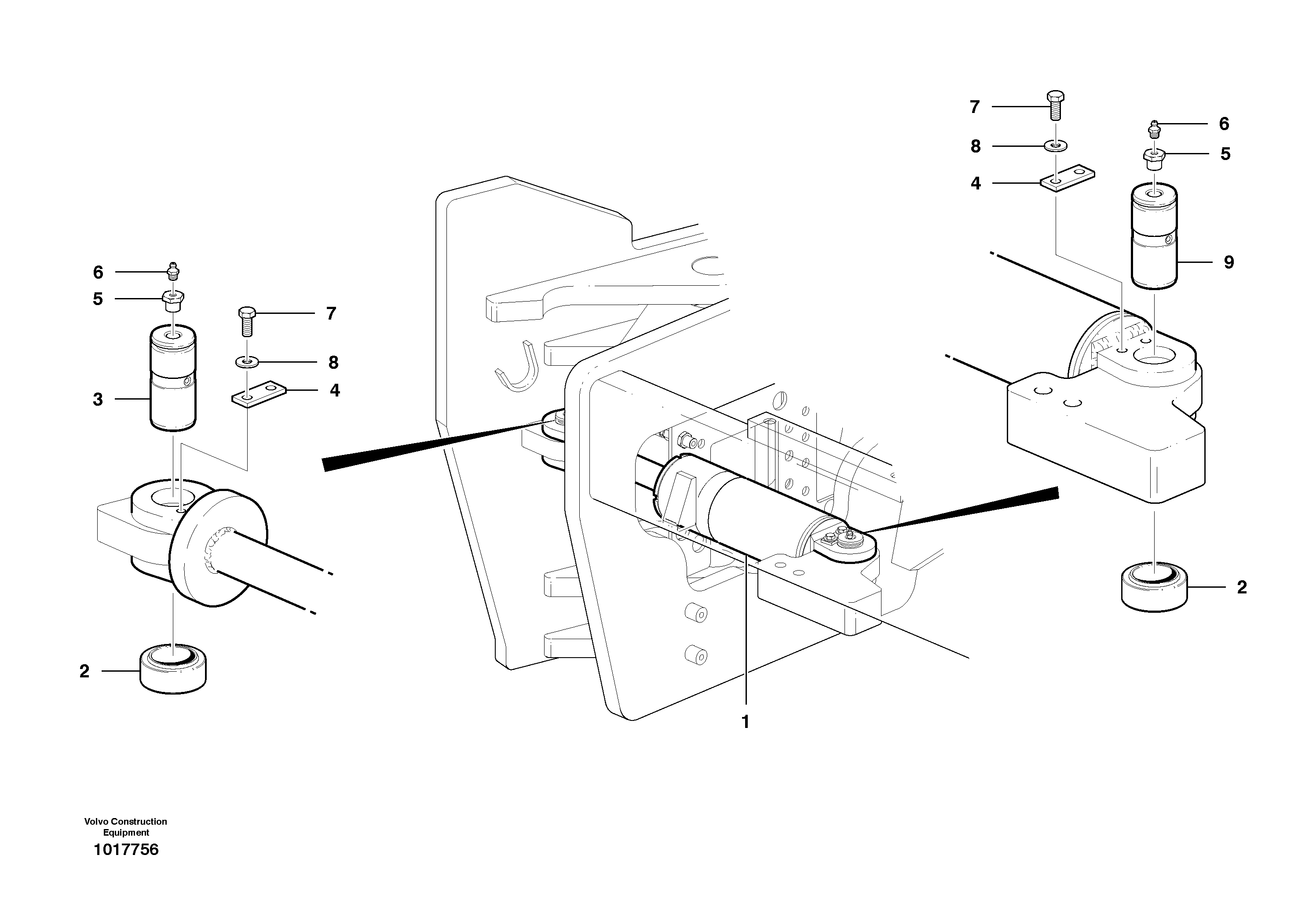 Articulation cylinder installation - D9 — volvo parts diagram