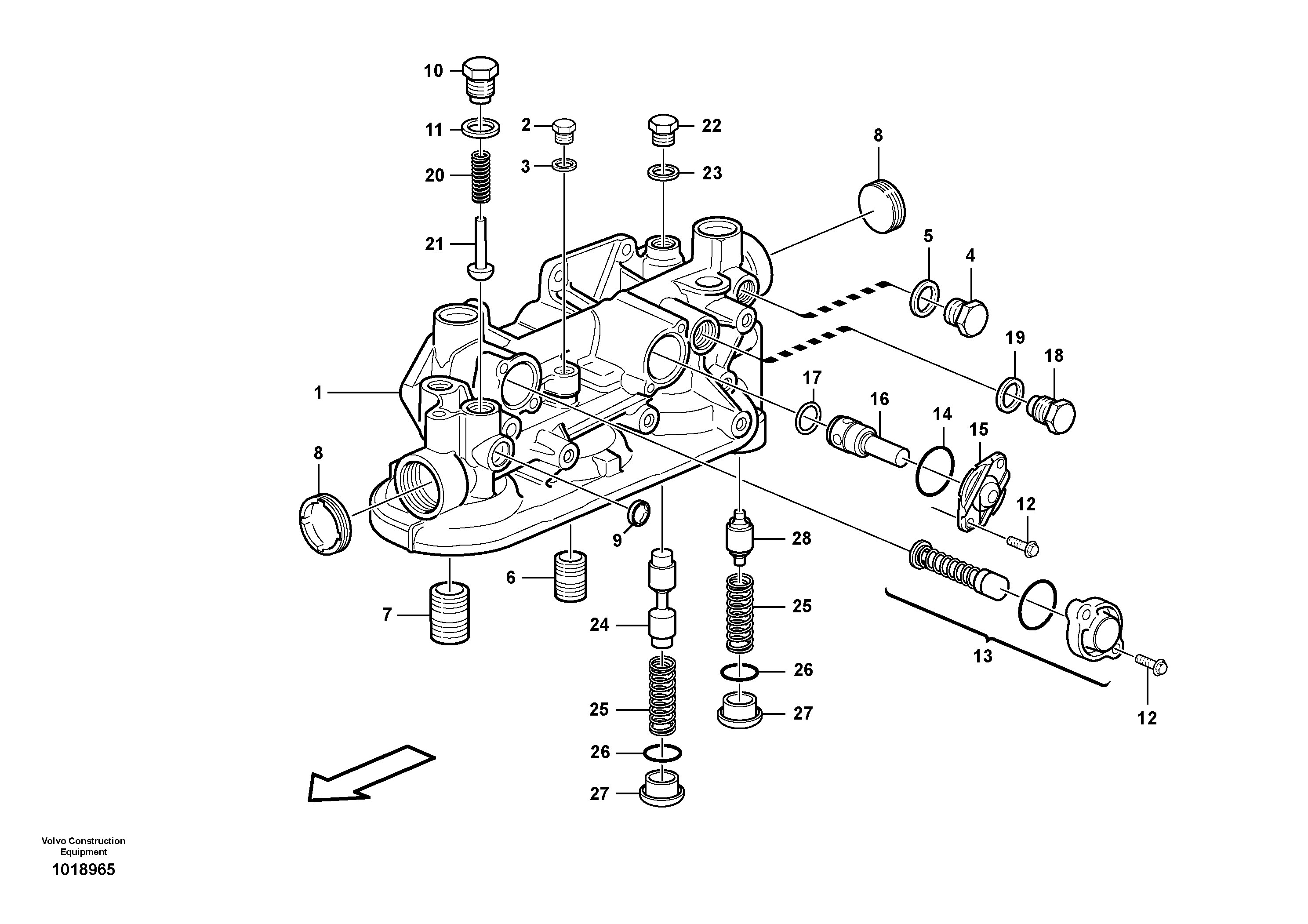Oil filter housing - D9 — volvo parts diagram