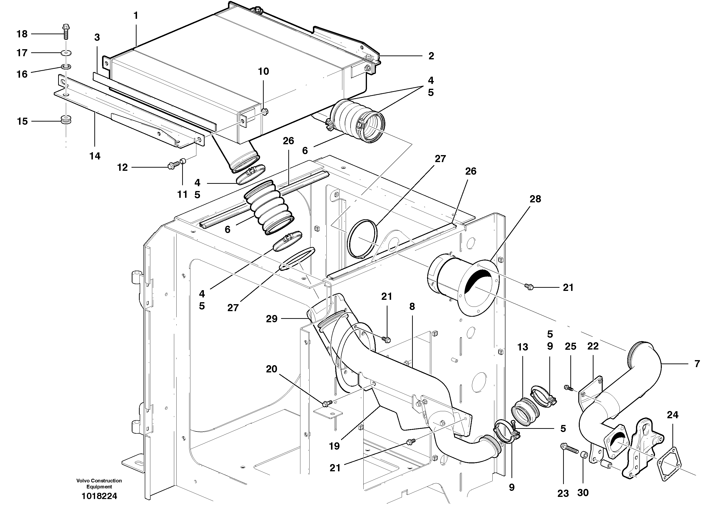 Intercooler with connectors - D7 — volvo parts diagram