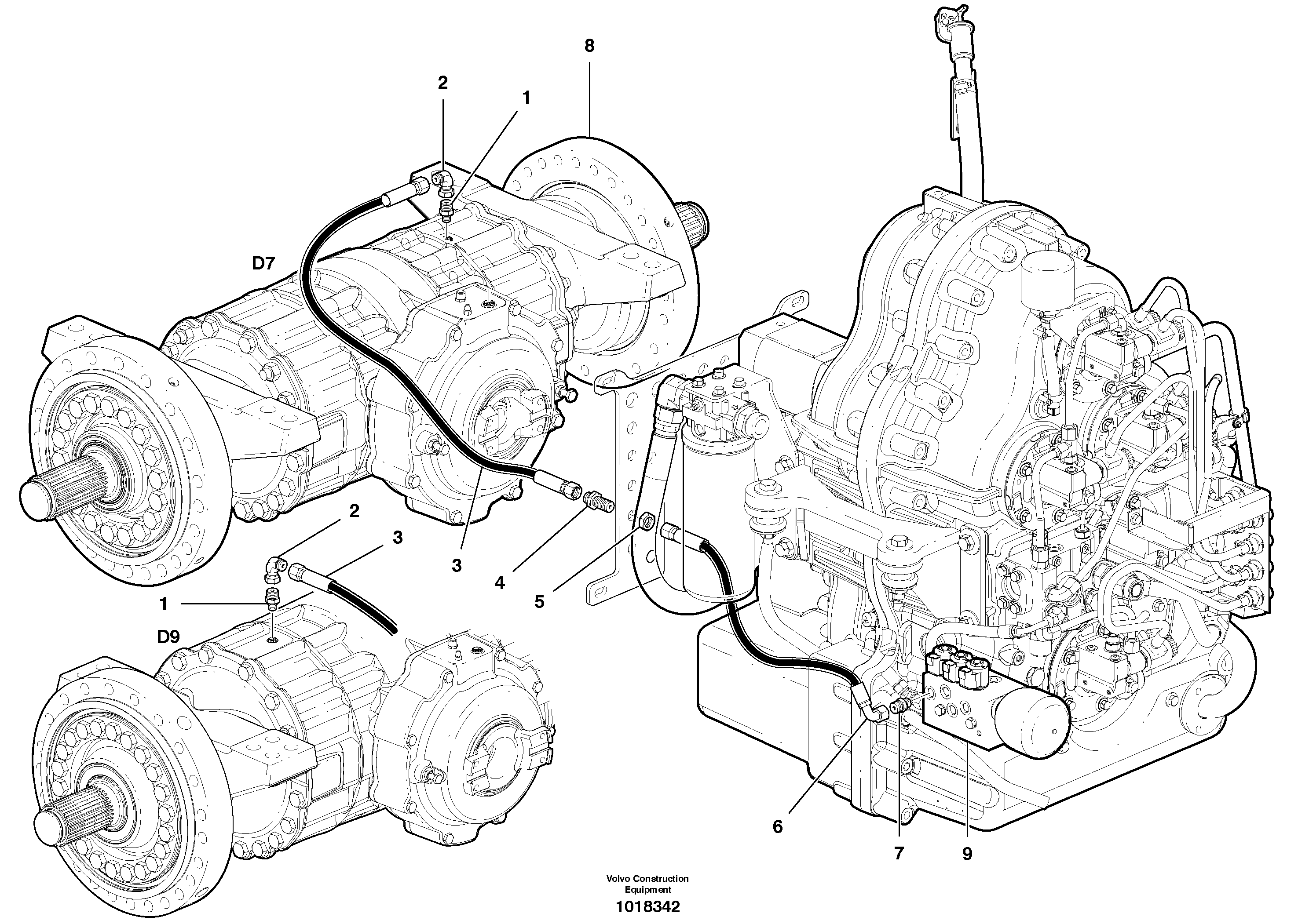 Differential hydraulic circuit — volvo parts diagram