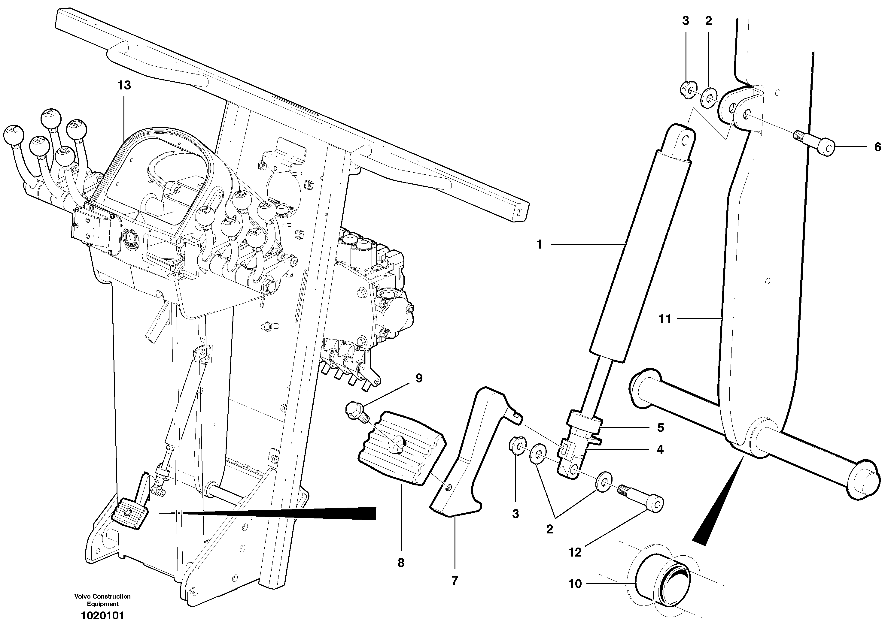 Pedestal adjuster — volvo parts diagram