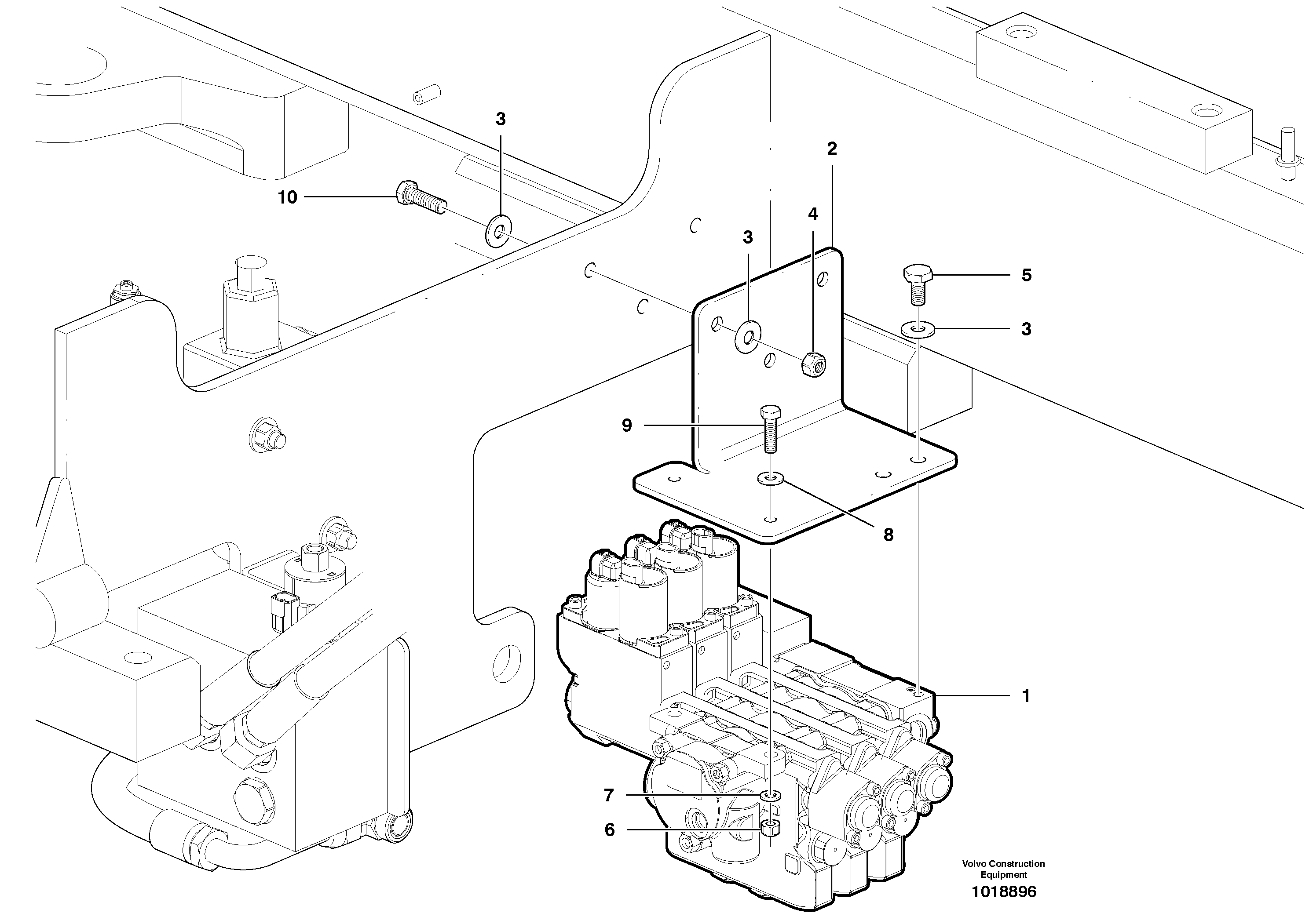 Auxiliary manifold valve - 3 bank — volvo parts diagram