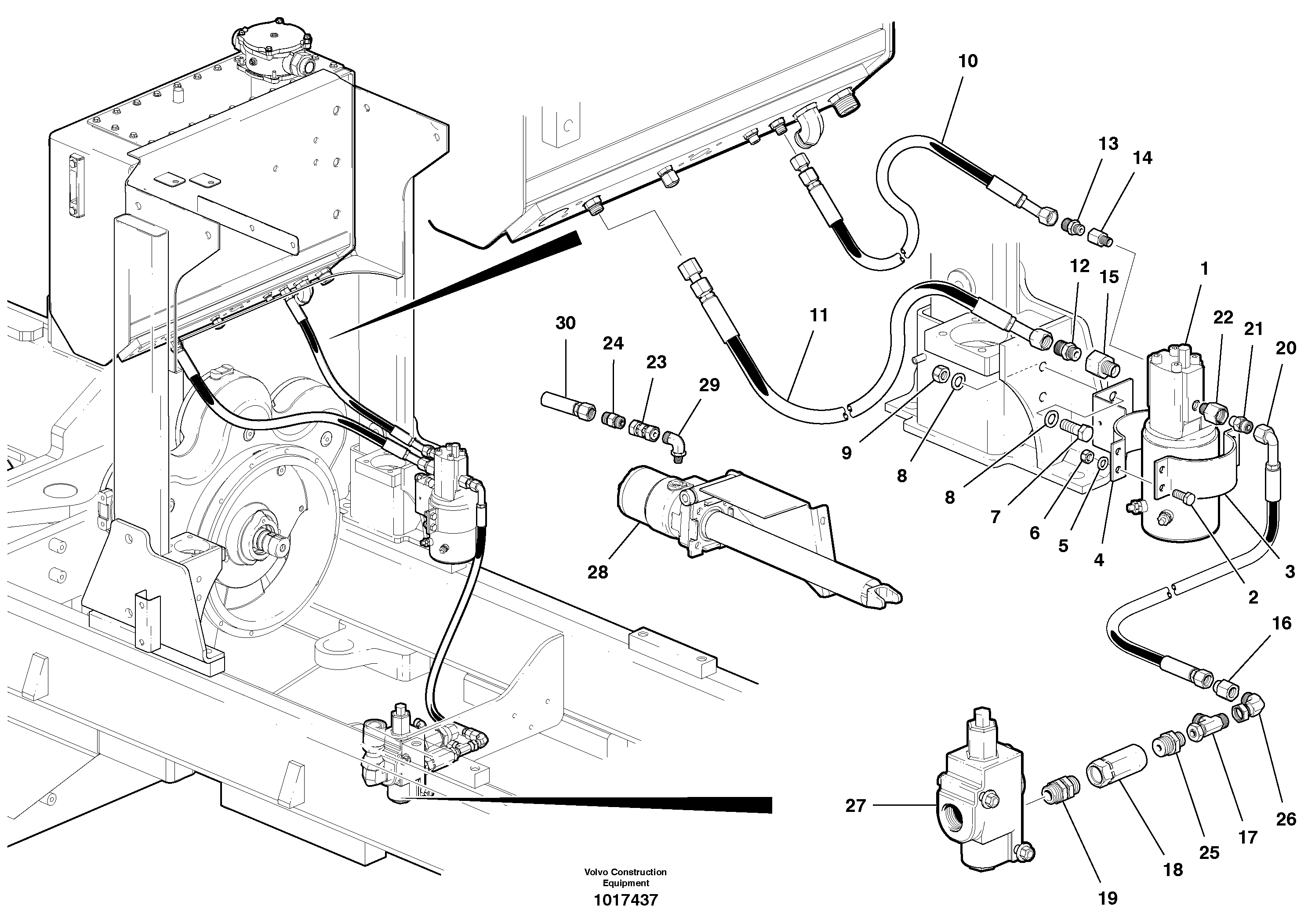 Secondary steering circuit - D7 — volvo parts diagram