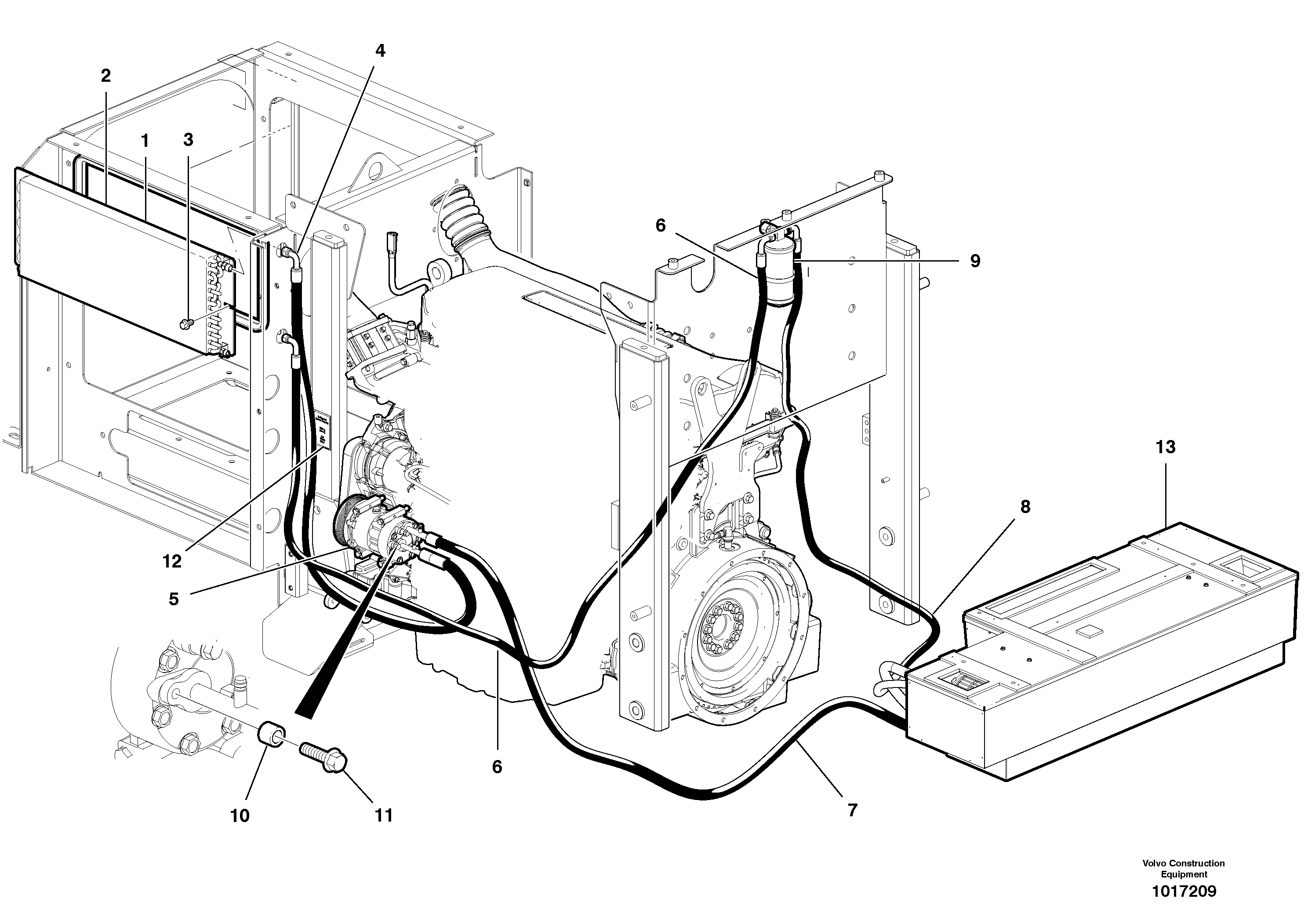 Air Conditioning Installation - D9 — volvo parts diagram