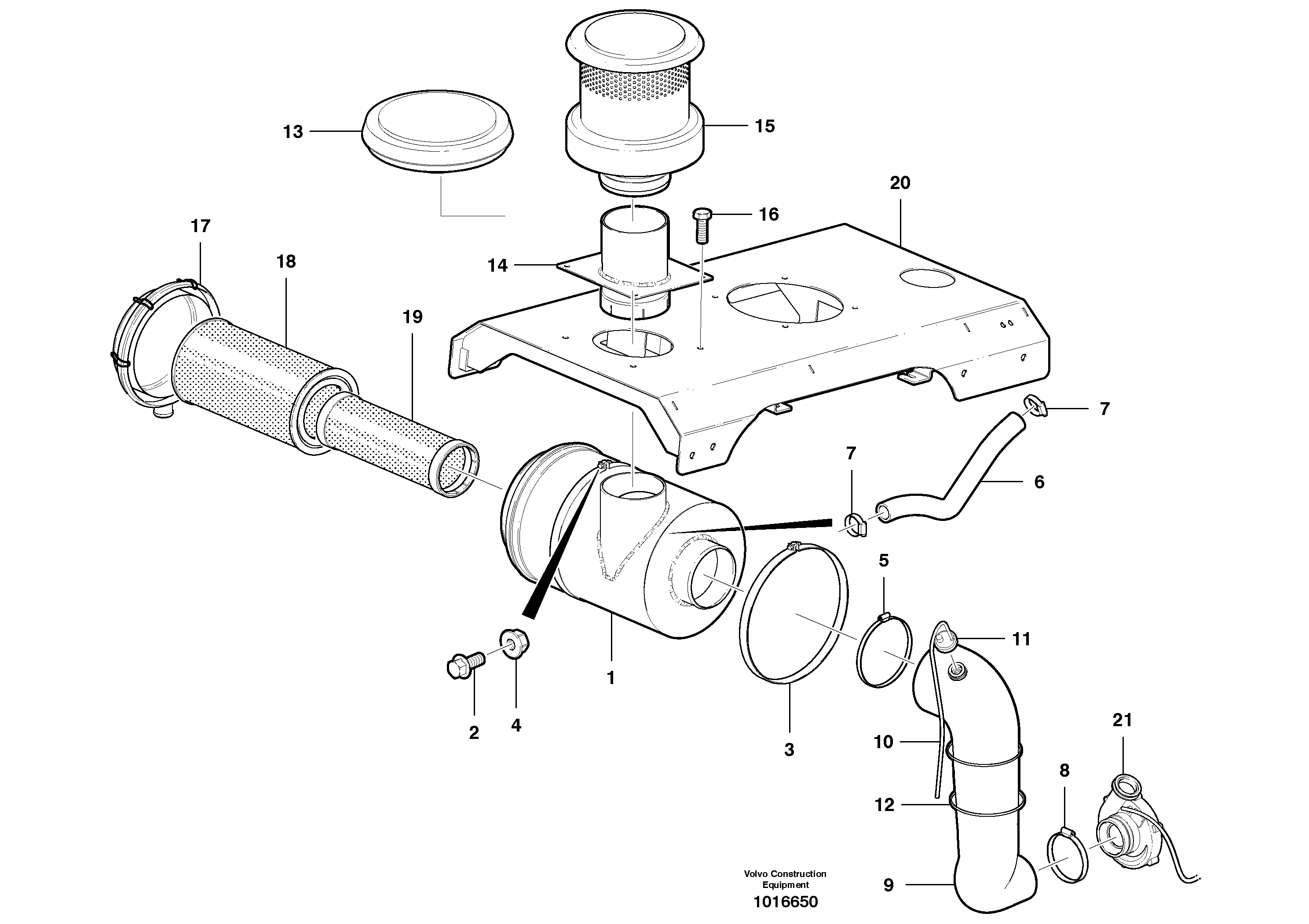 Air cleaner and inlet assembly - D9 — volvo parts diagram