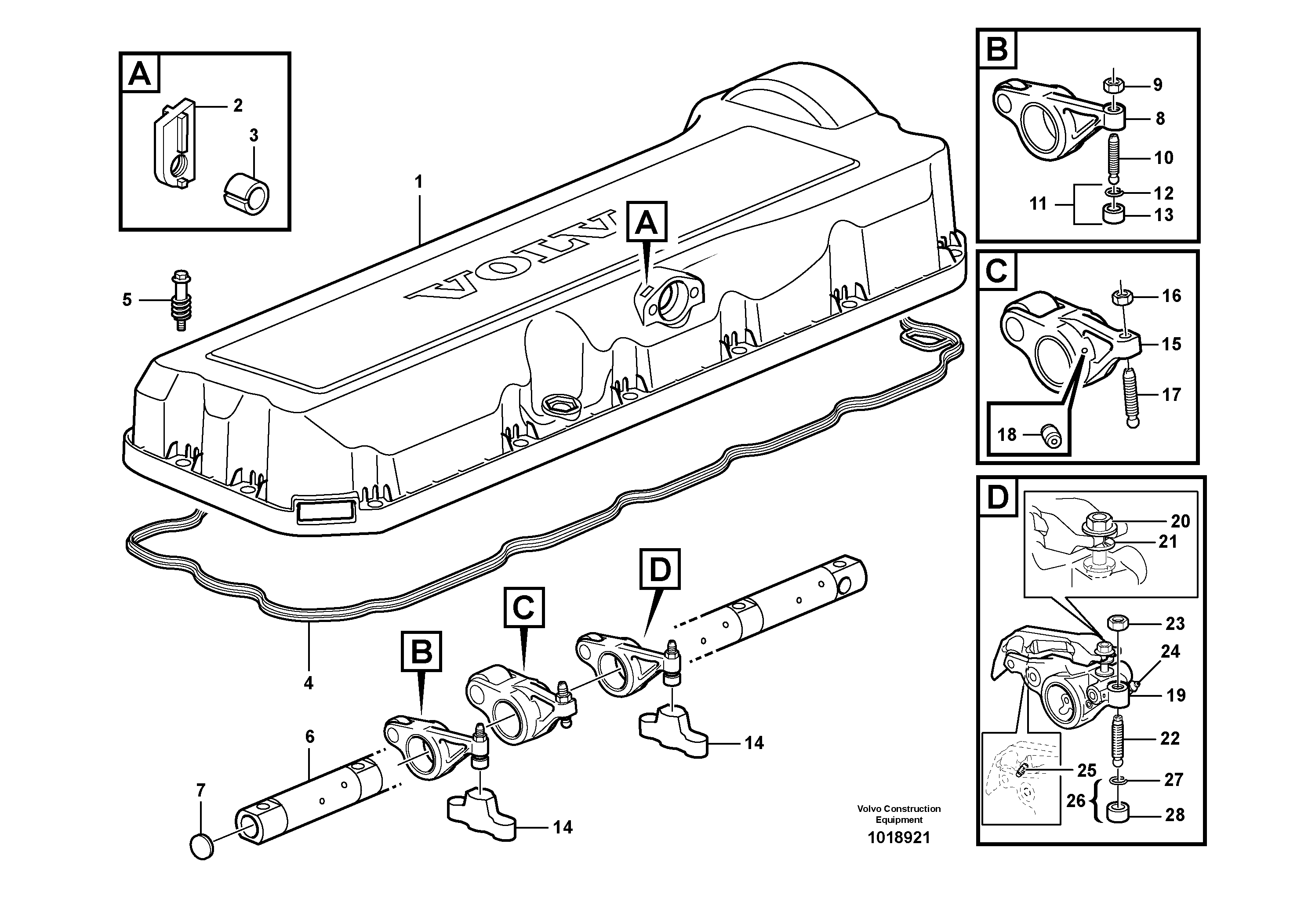 Valve mechanism - rocker assembly - D9 — volvo parts diagram