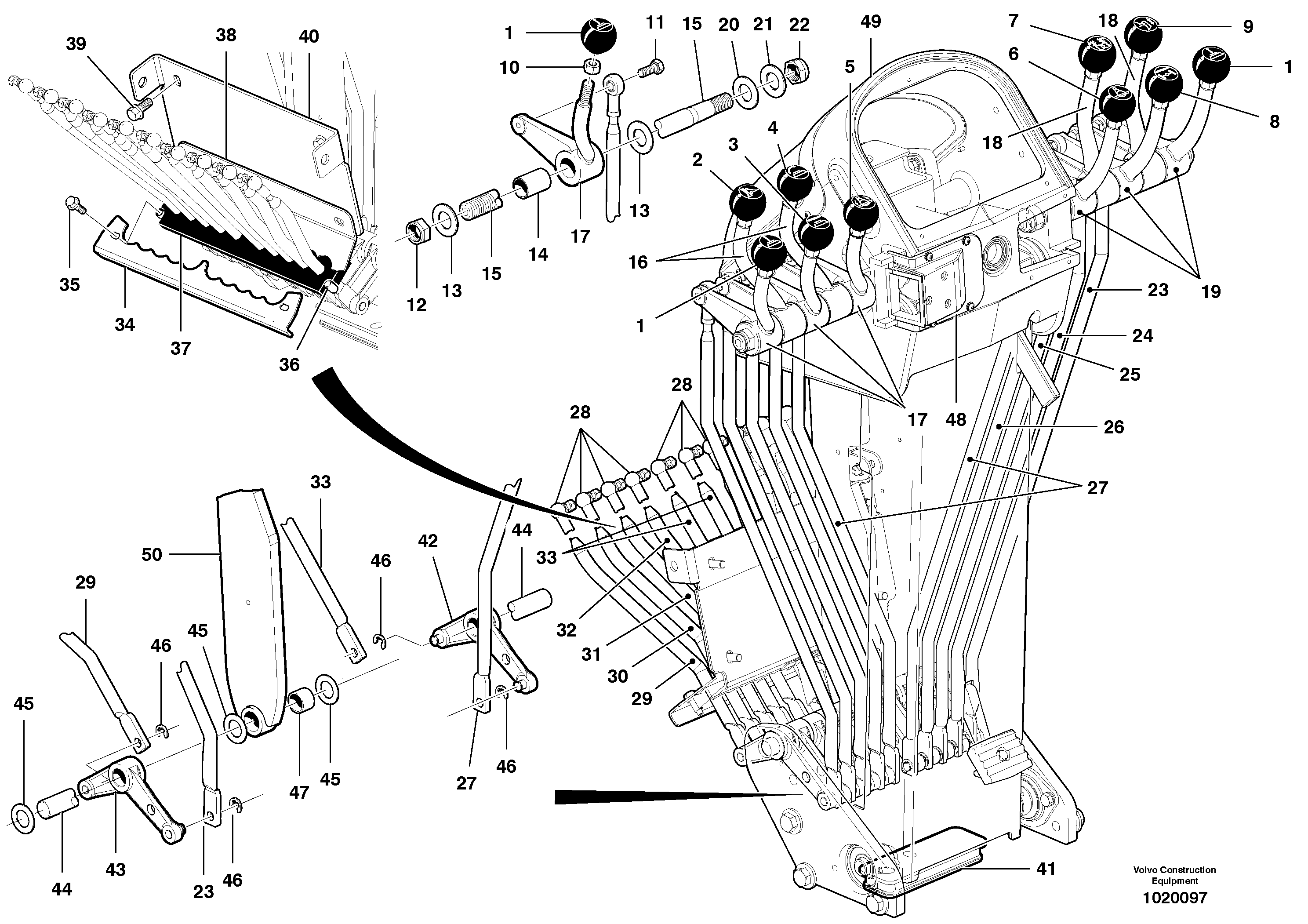Control levers — volvo parts diagram