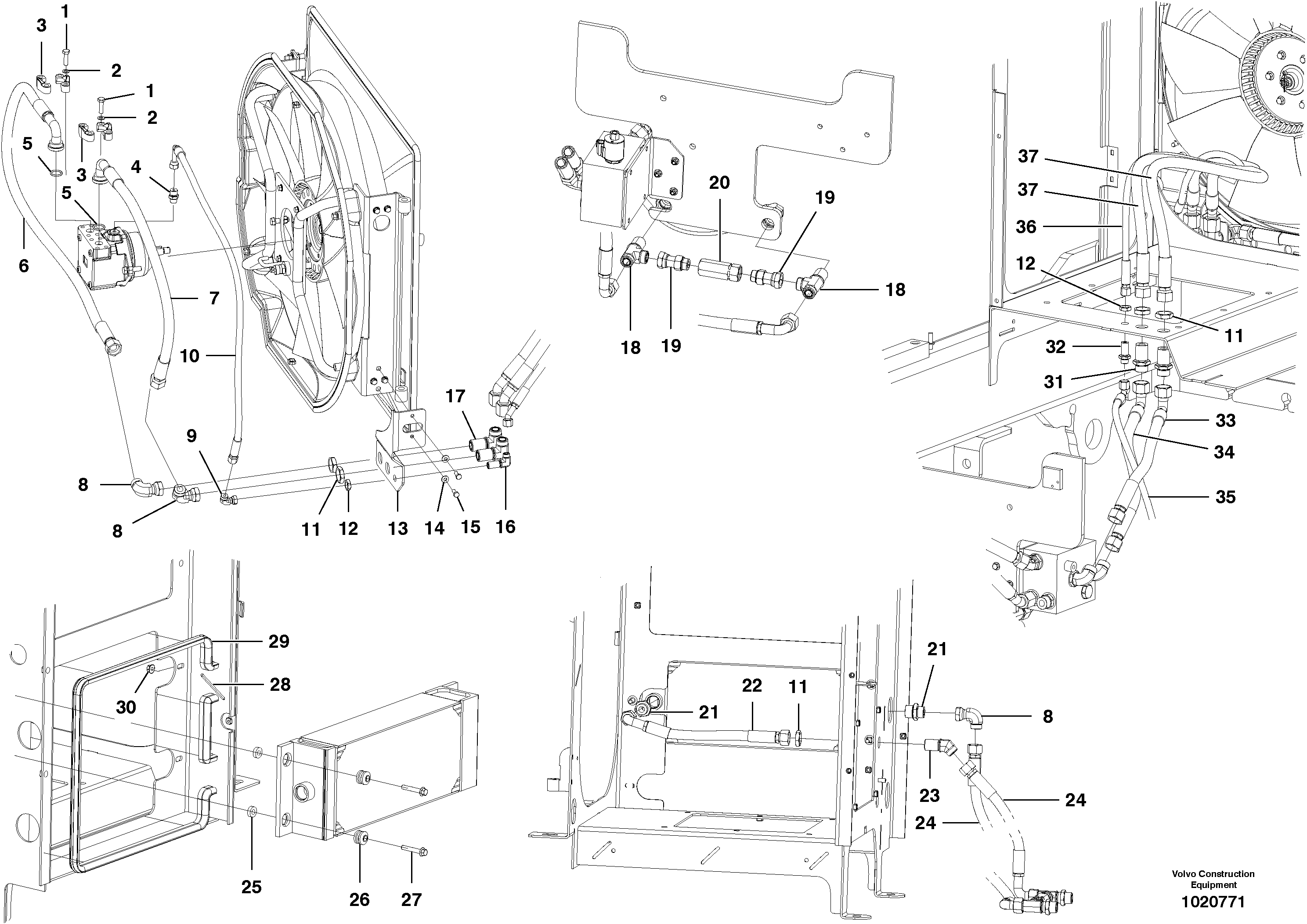 Fan circuit - rear  MODEL G930, G940, G960 — volvo parts diagram