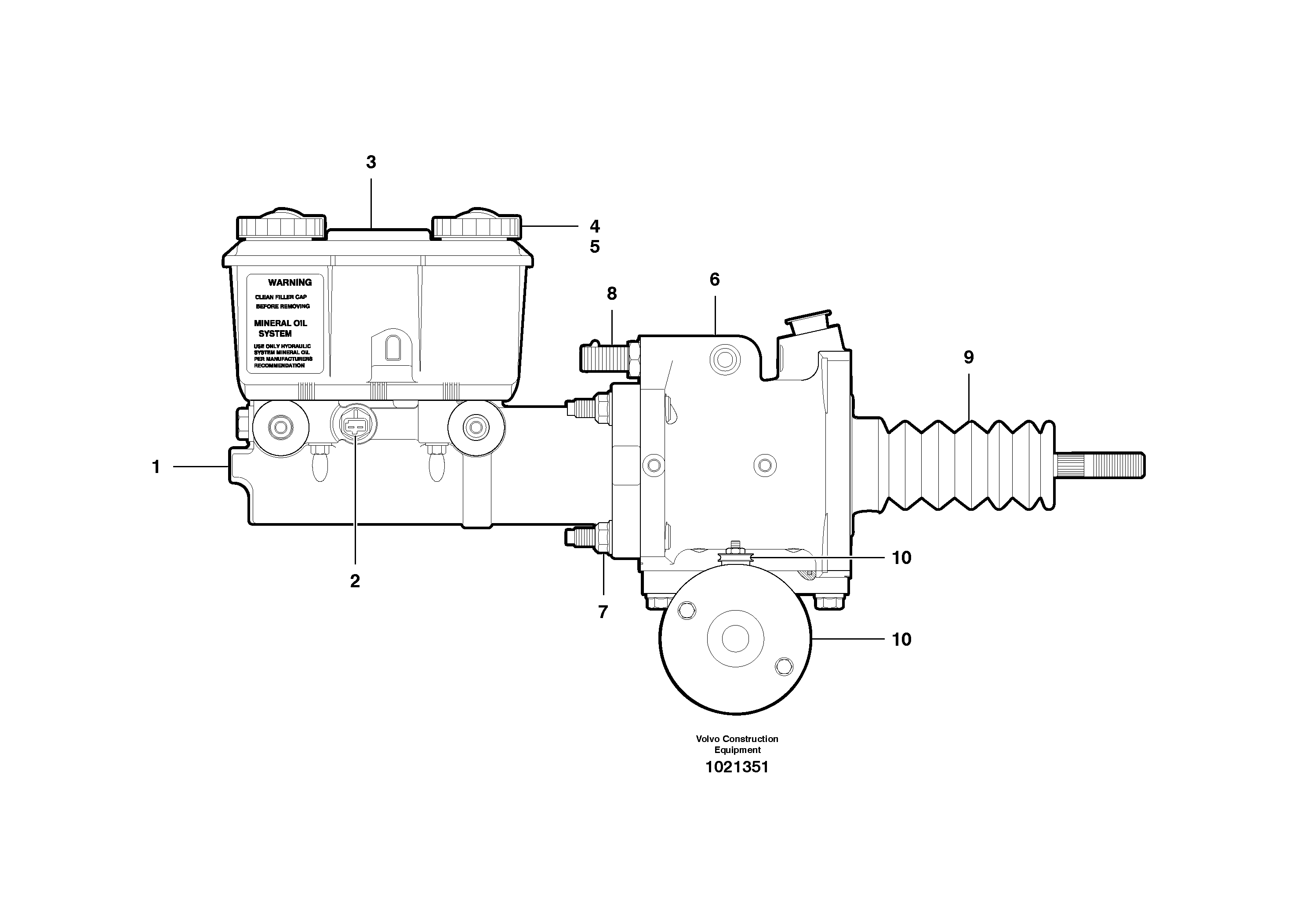 Brake master cylinder and booster — volvo parts diagram