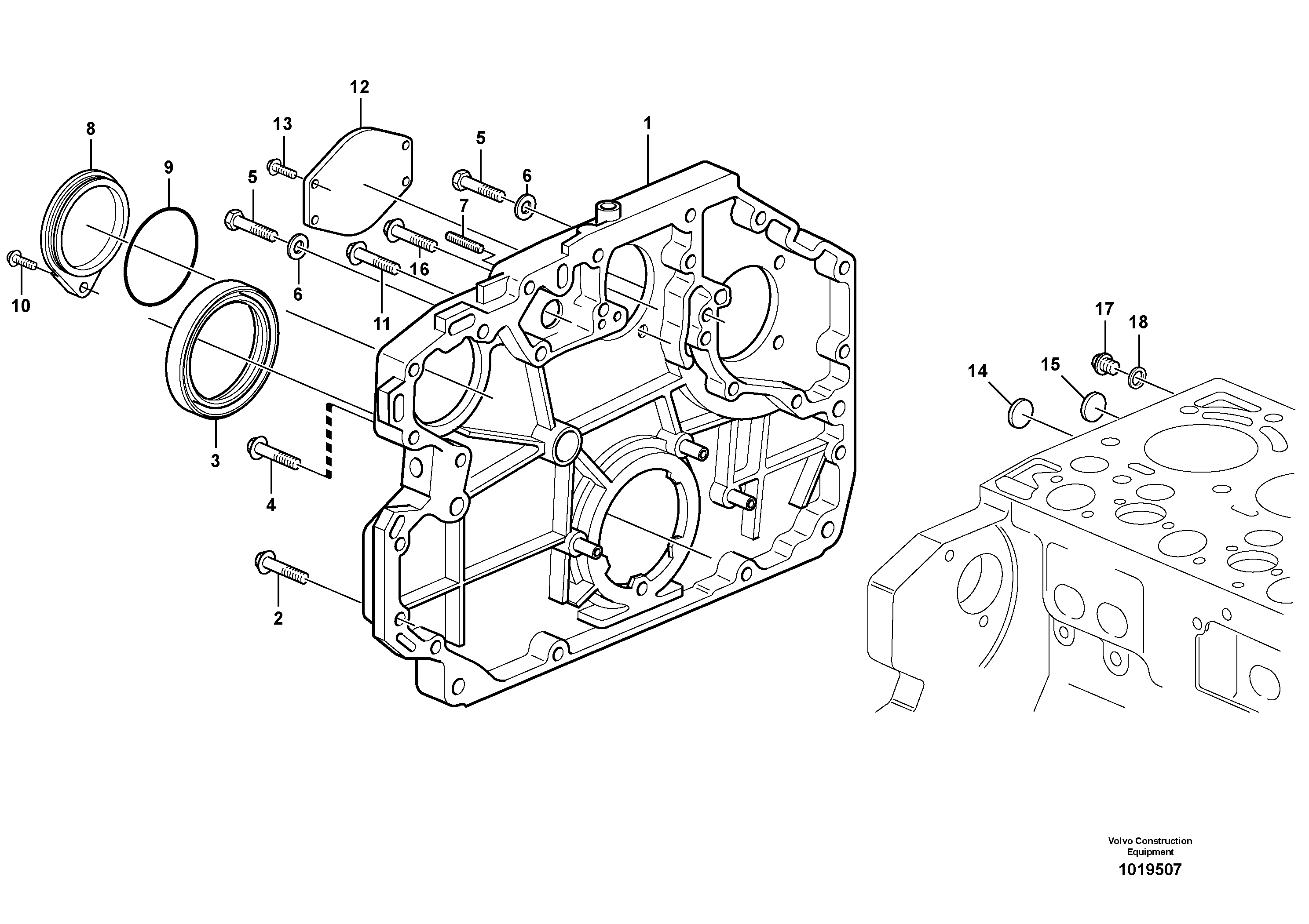 Timing gear casing - D7 — volvo parts diagram