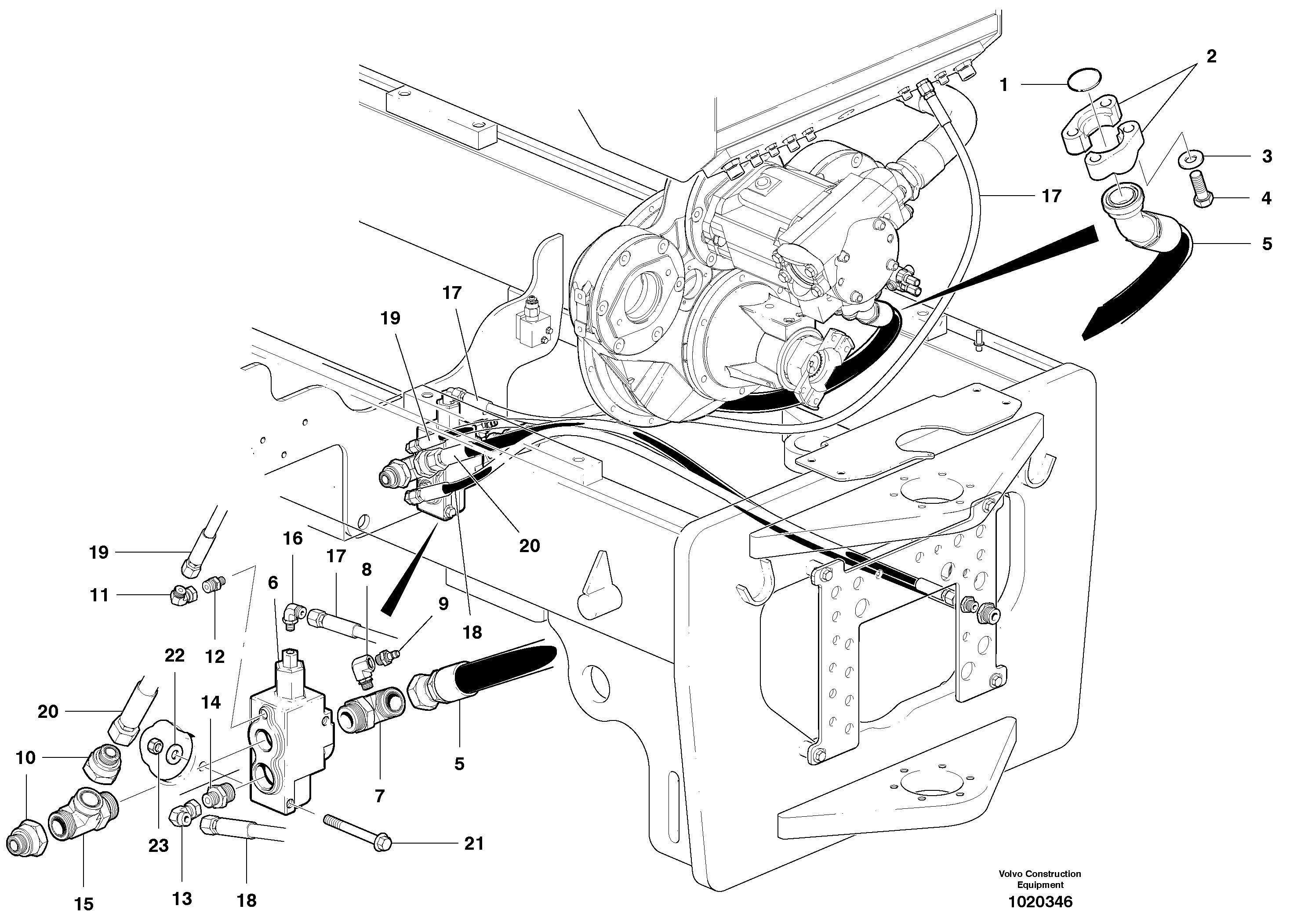 Priority valve and plumbing — volvo parts diagram