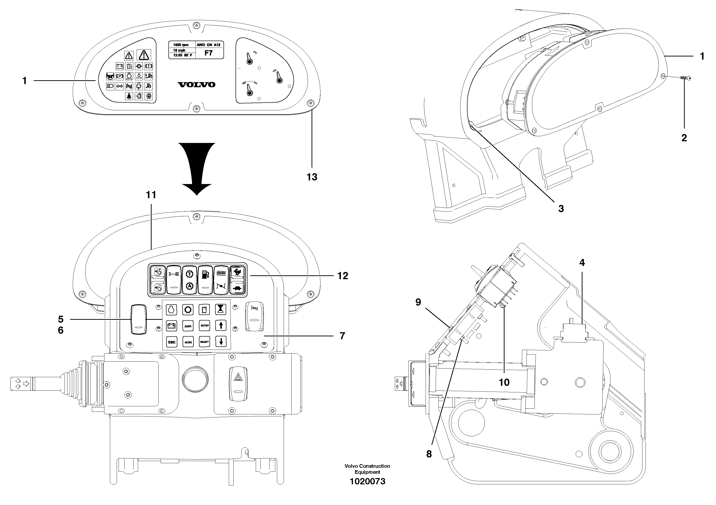 Contronics and display unit — volvo parts diagram