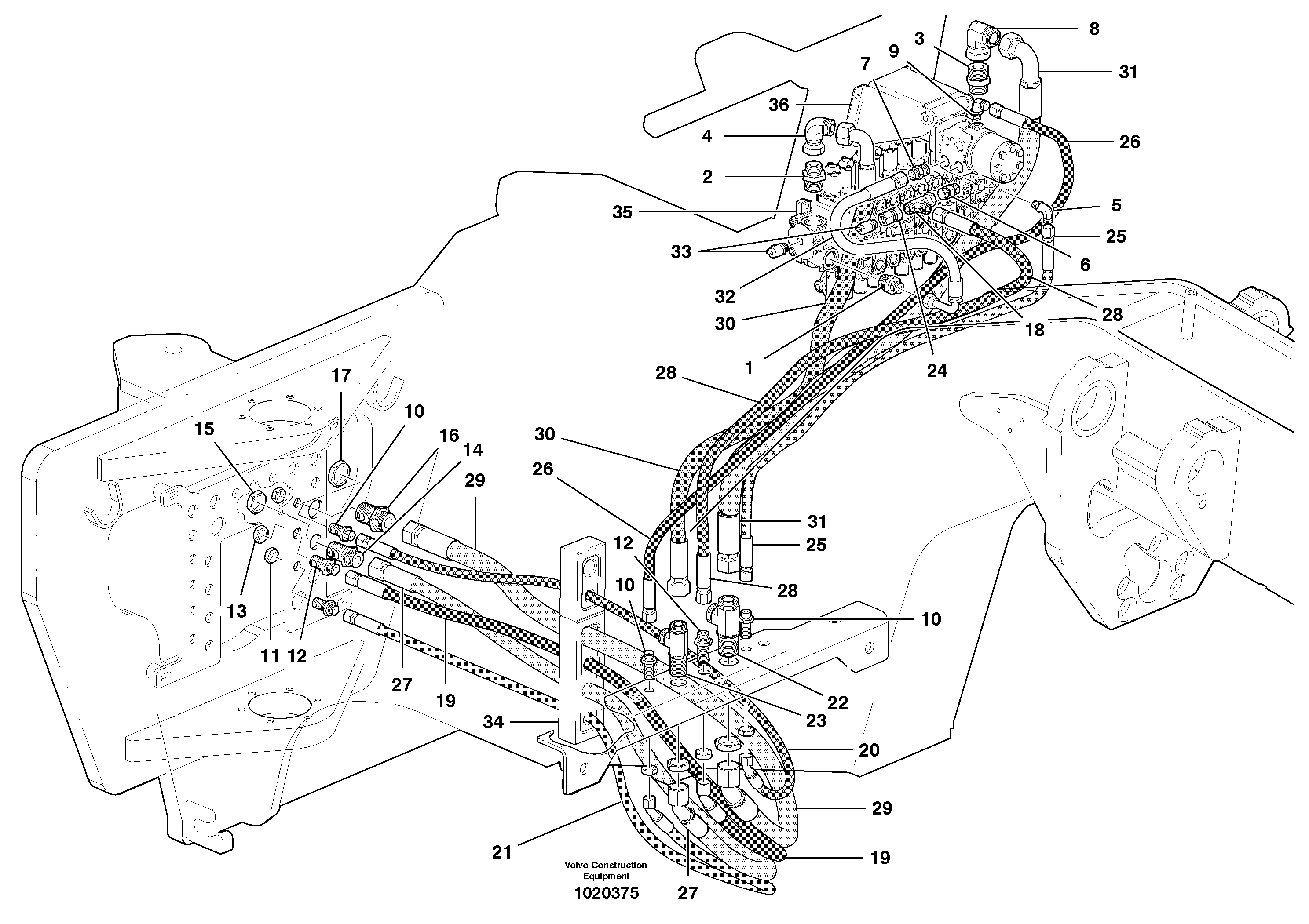 Steering and implement pump - front circuit — volvo parts diagram