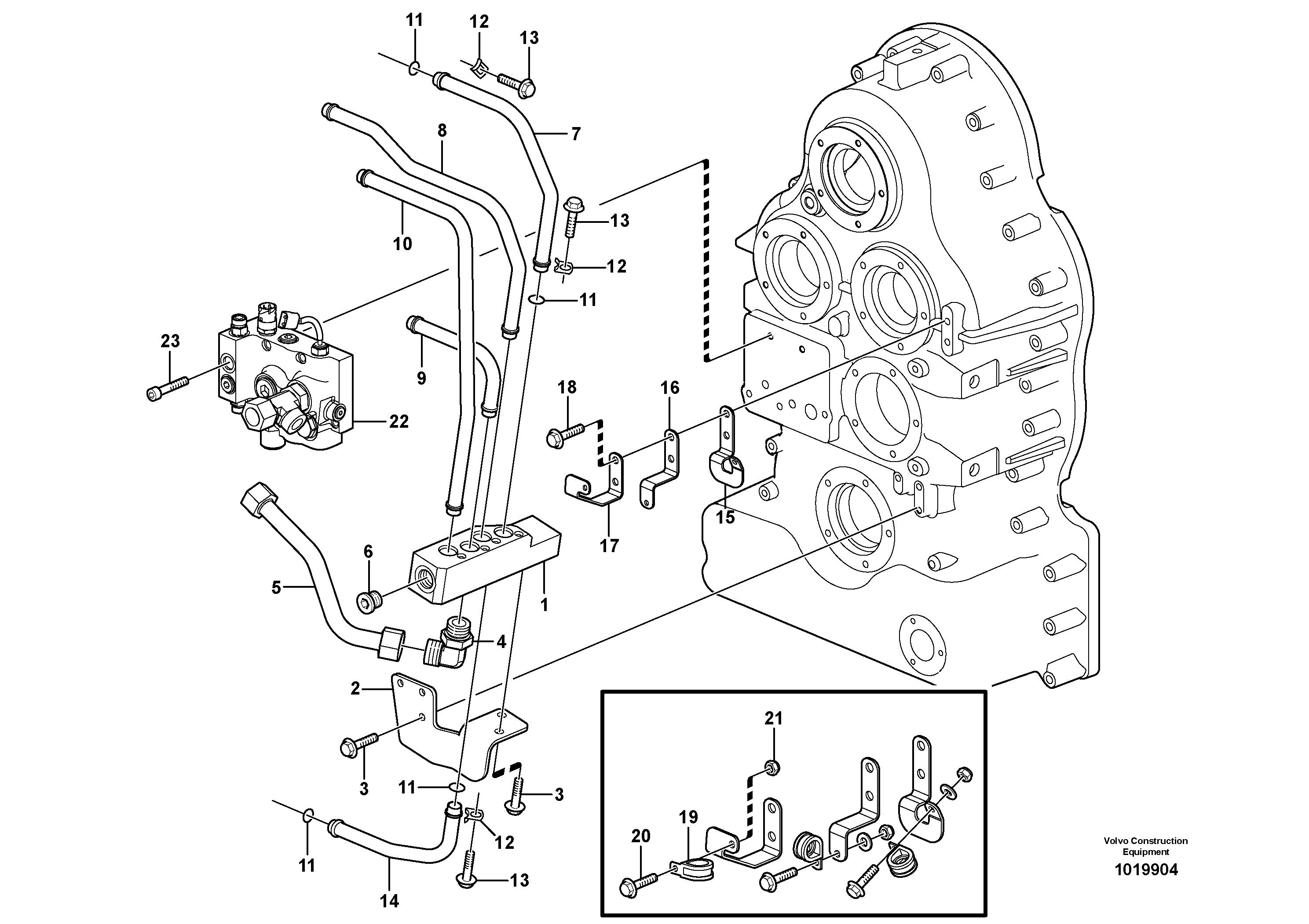 Lubricating oil valve with fitting parts — volvo parts diagram